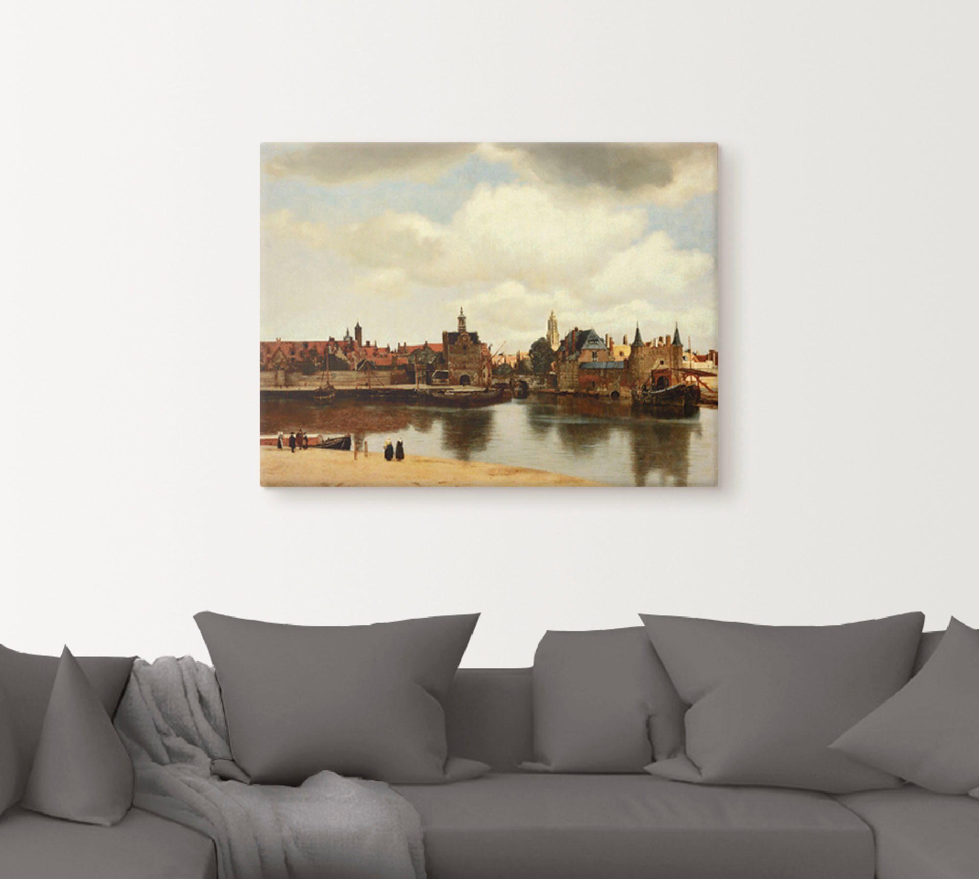 Artland Artprint op linnen Aanzicht van de stad Delft. Ca. 1660