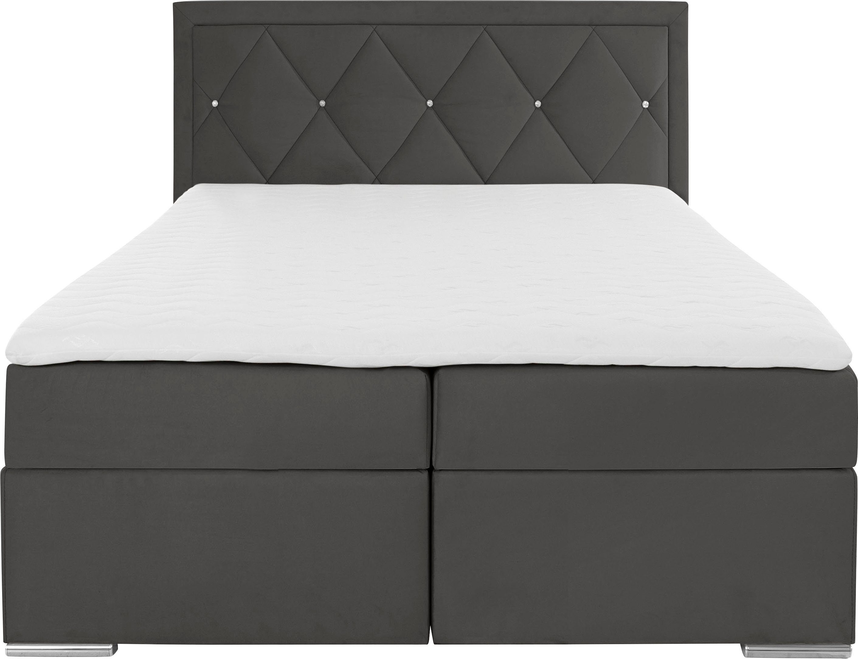 Leonique Boxspring Alfie, bestseller, optioneel met bedlade met strassteentjes in het hoofdbord, h2, h3 en h4 ter keuze