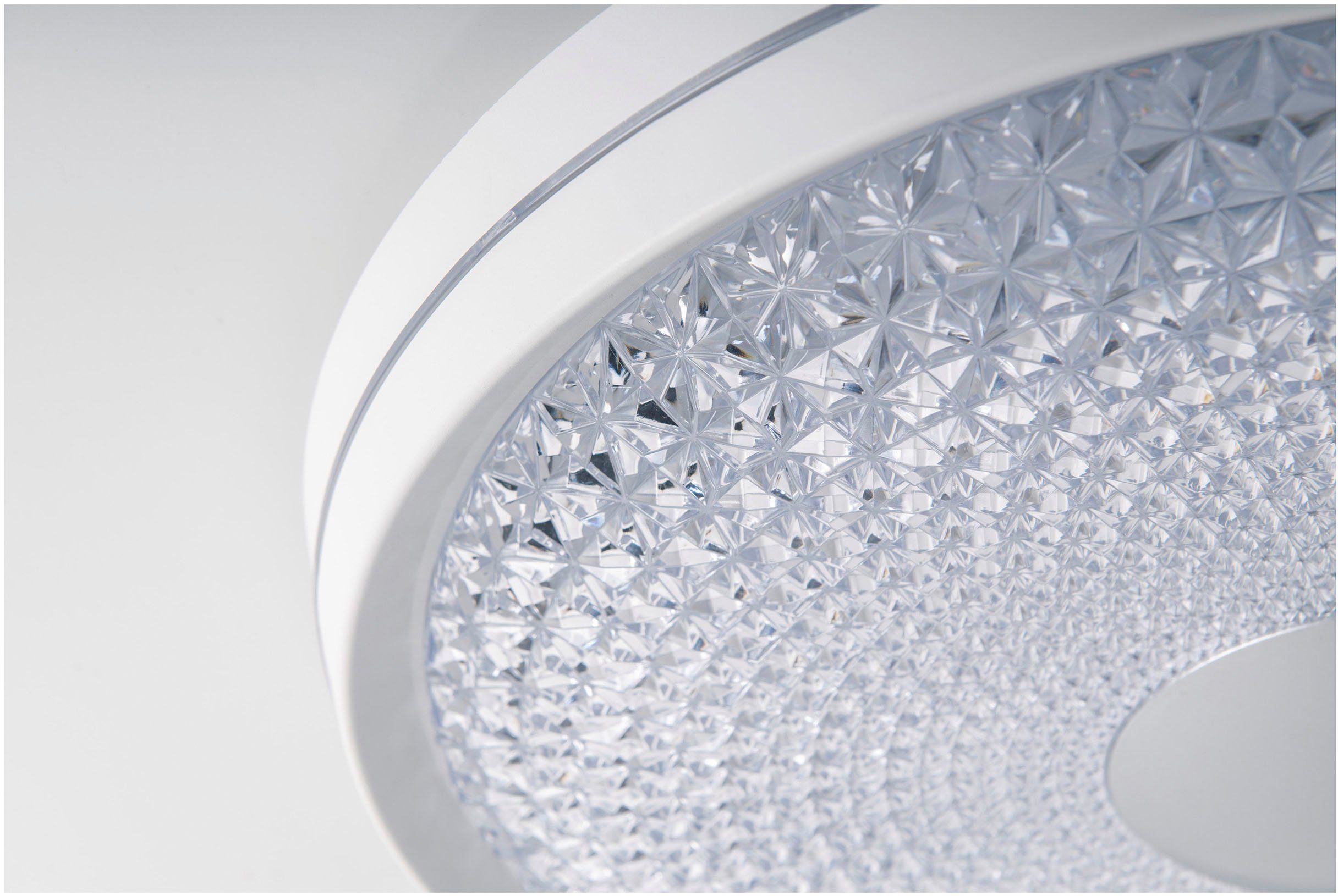 näve Led-plafondlamp BOISE dimbaar, cct-kleurwissel in 3-niveaus via afstandsbediening, kristaluitstraling (1 stuk)