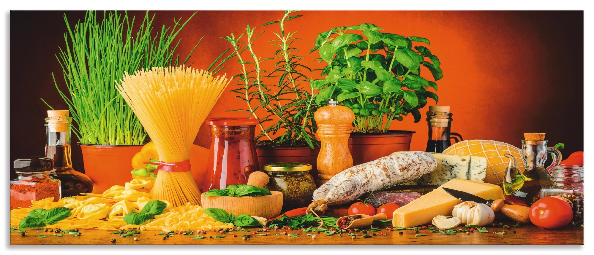Artland Keukenwand Mediterraans en Italiaans eten zelfklevend in vele maten - spatscherm keuken achter kookplaat en spoelbak als wandbescherming tegen vet, water en vuil - achterwa