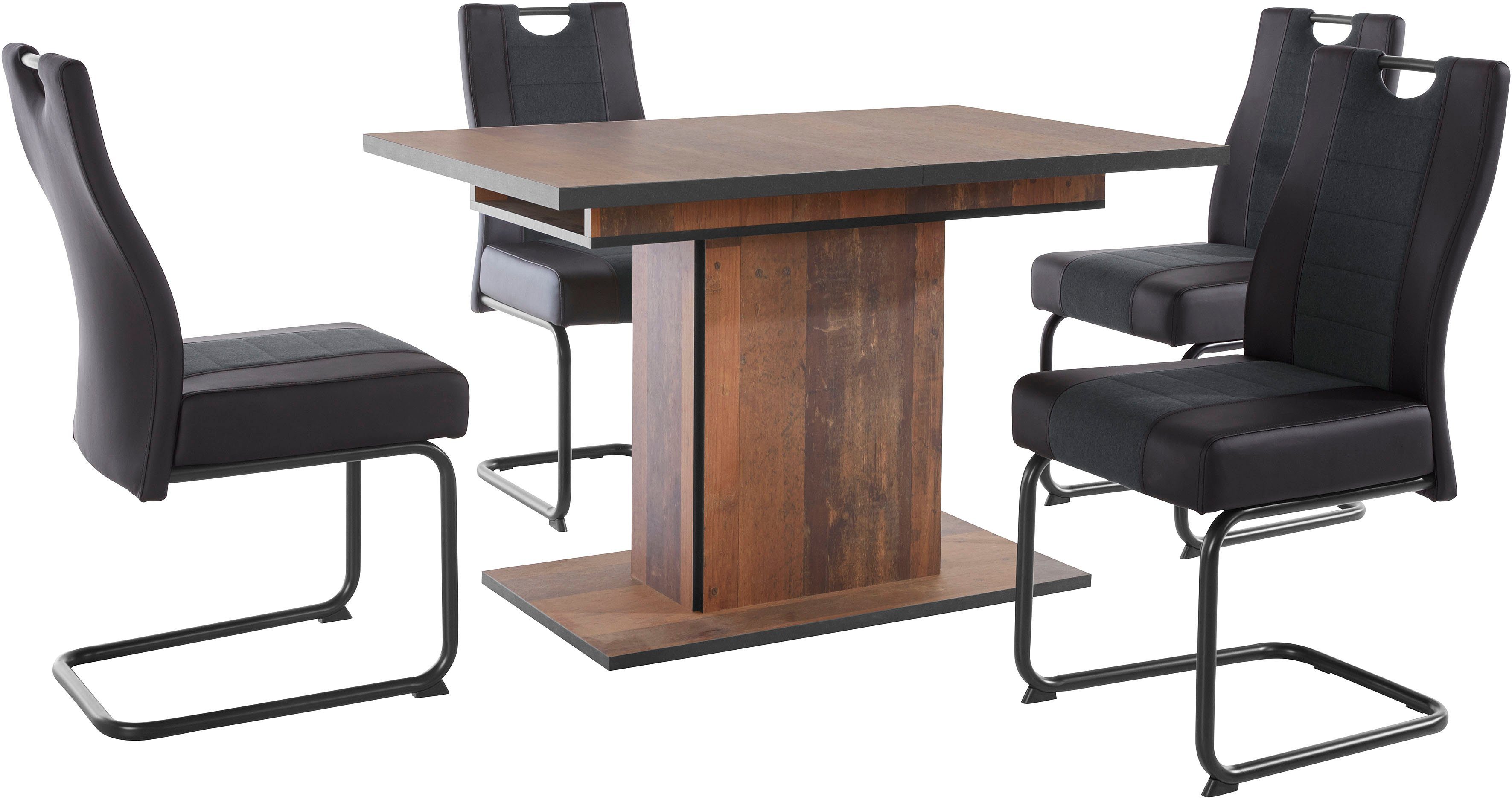 HELA Eethoek bestaand uit 4x stoel erika & 1x tafel ariana uittrekbaar (set, 5-delig)
