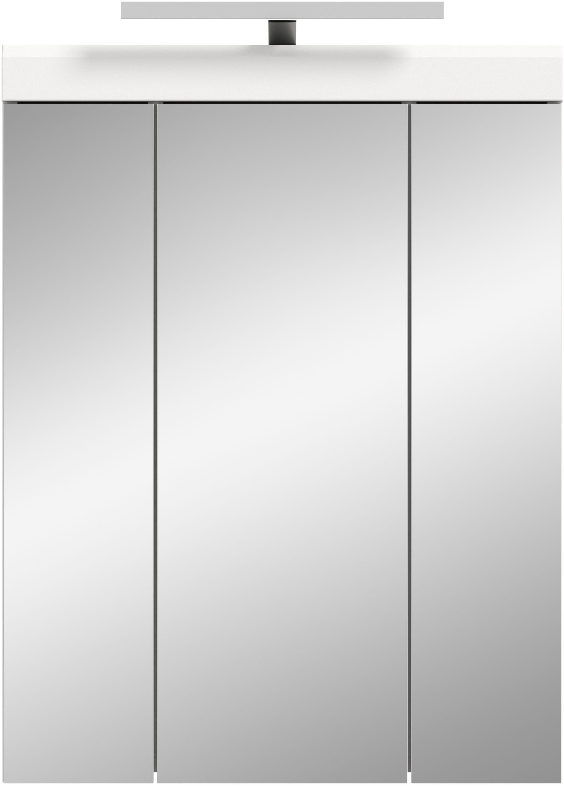 INOSIGN Spiegelkast Siena, breedte 60 cm, incl. verlichting, 3 spiegelt deuren, 9 vakken in verschillende kleuren verkrijgbaar, badkamermeubels, spiegel, badkamerkast, badkamer (set)