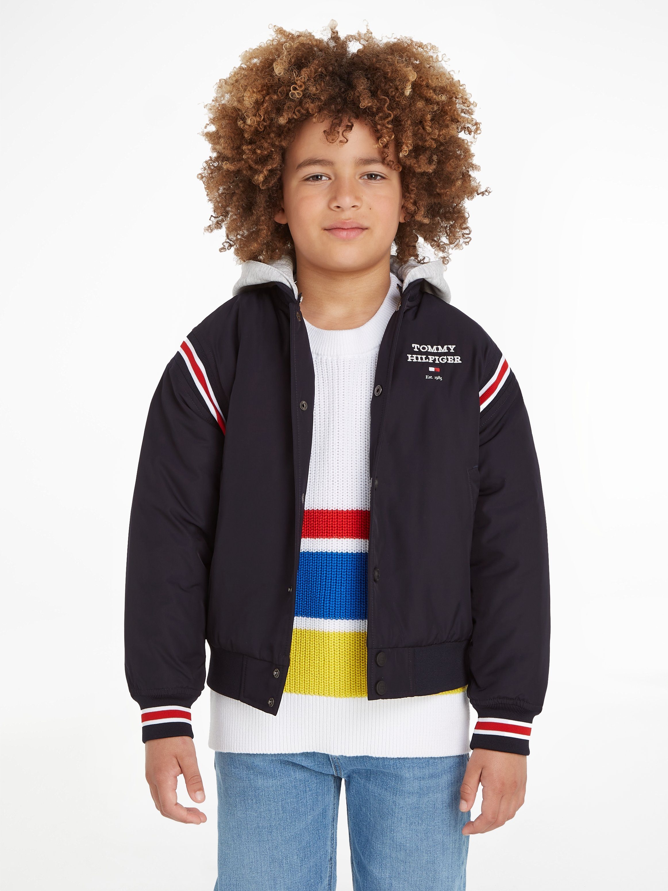 Tommy Hilfiger Bomberjack TH LOGO BOMBER JACKET met logoborduursel op borsthoogte