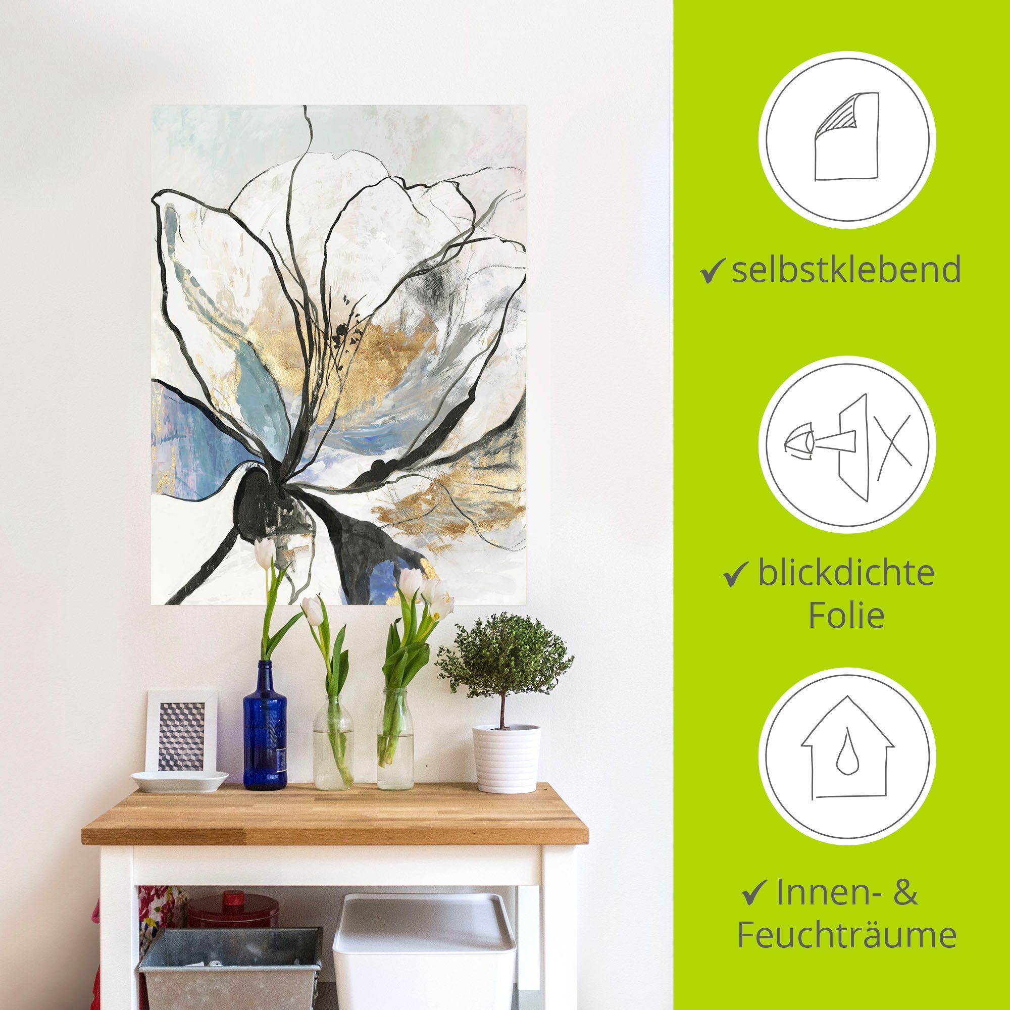 Artland Artprint Geschetst bloemenpatroon I als artprint van aluminium, artprint voor buiten, artprint op linnen, poster, muursticker