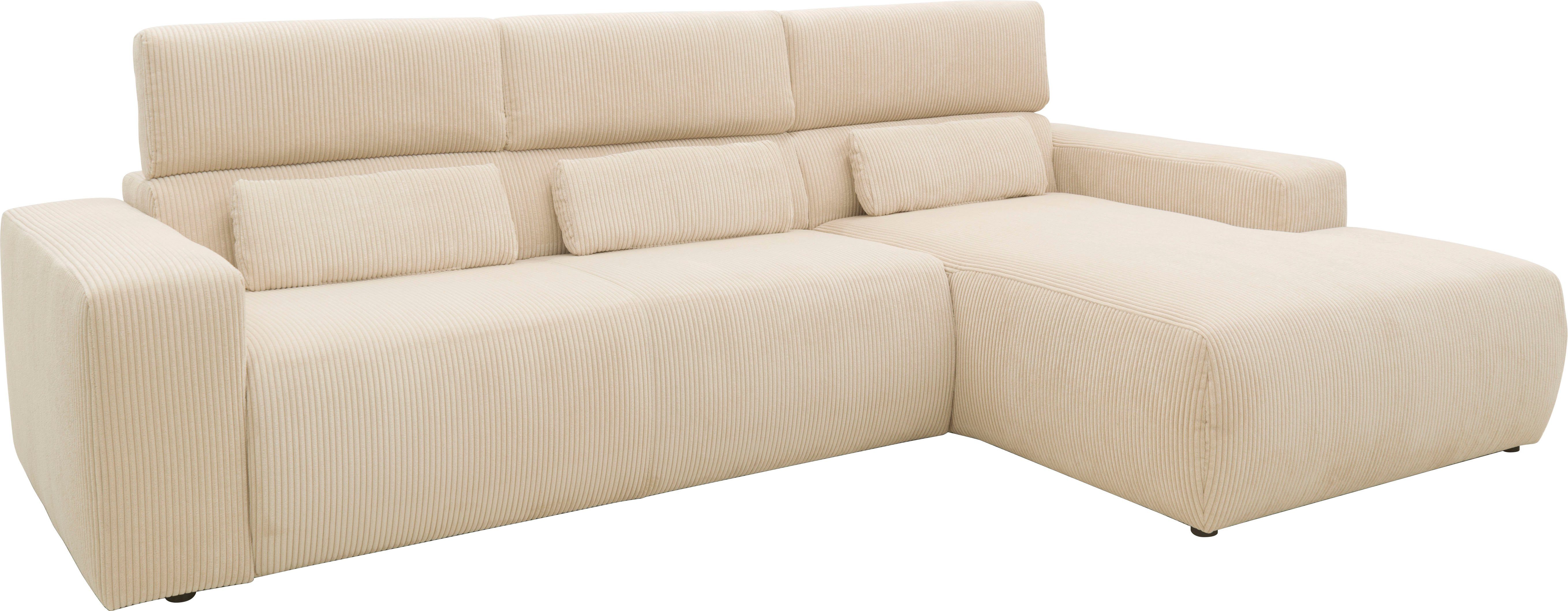 DOMO collection Hoekbank Brandon B/D/H: 289/177/80 cm, keuze met zitdiepteverstelling, L-vorm