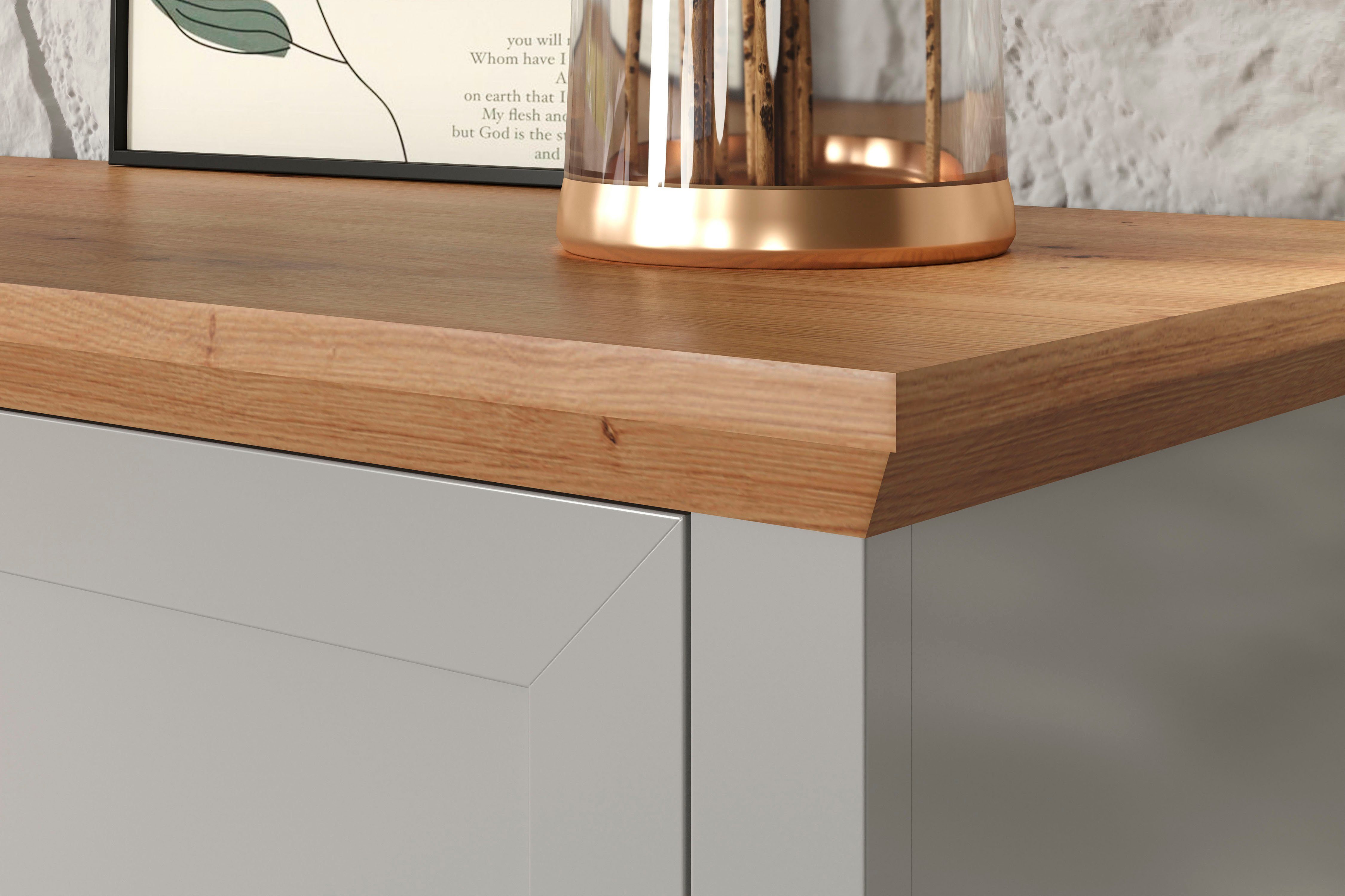 Home affaire Highboard Herzwill Breedte 97 cm, hoogte 130 cm, bergruimte, deuren en romp, mat grijs