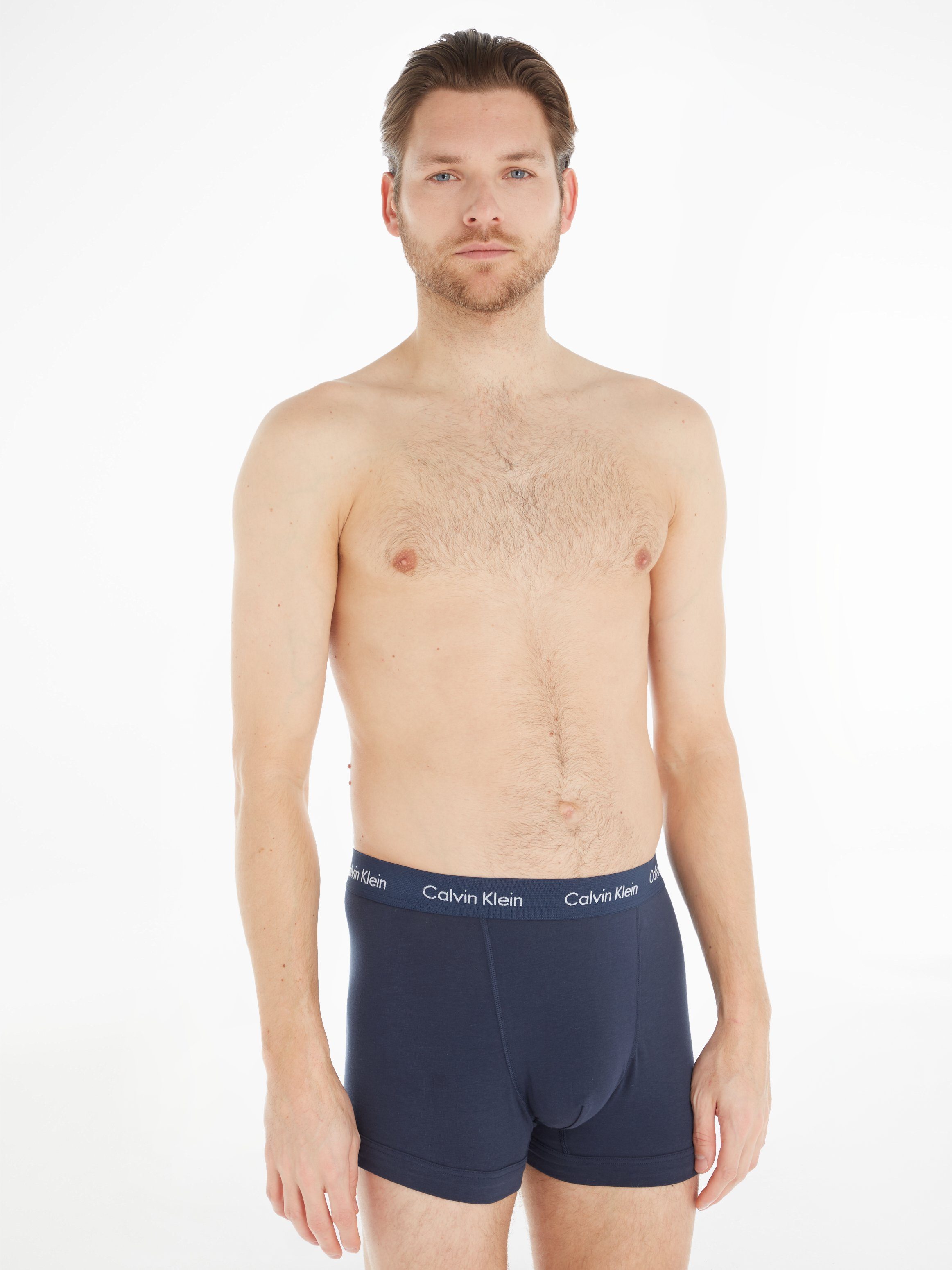 Calvin Klein Trunk CK Trunk 3 PACK in blau tinten met logo-elastische tailleband (3 stuks)