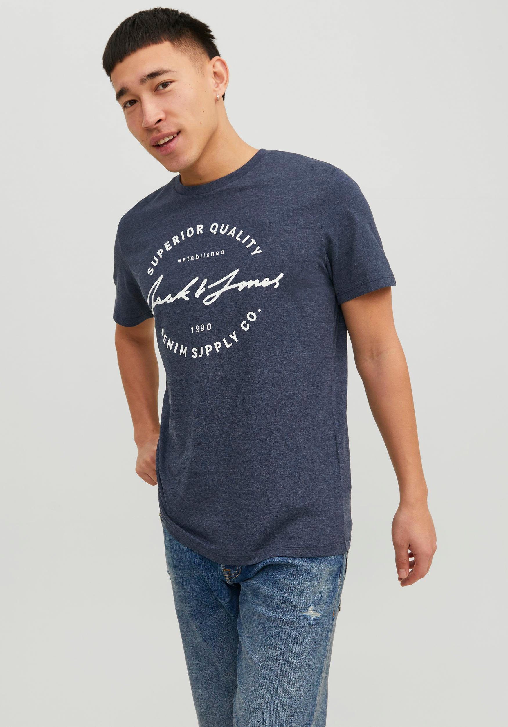 Jack & Jones Shirt met ronde hals JJACE TEE SS CREW NECK heren ronde hals maat XS blauw
