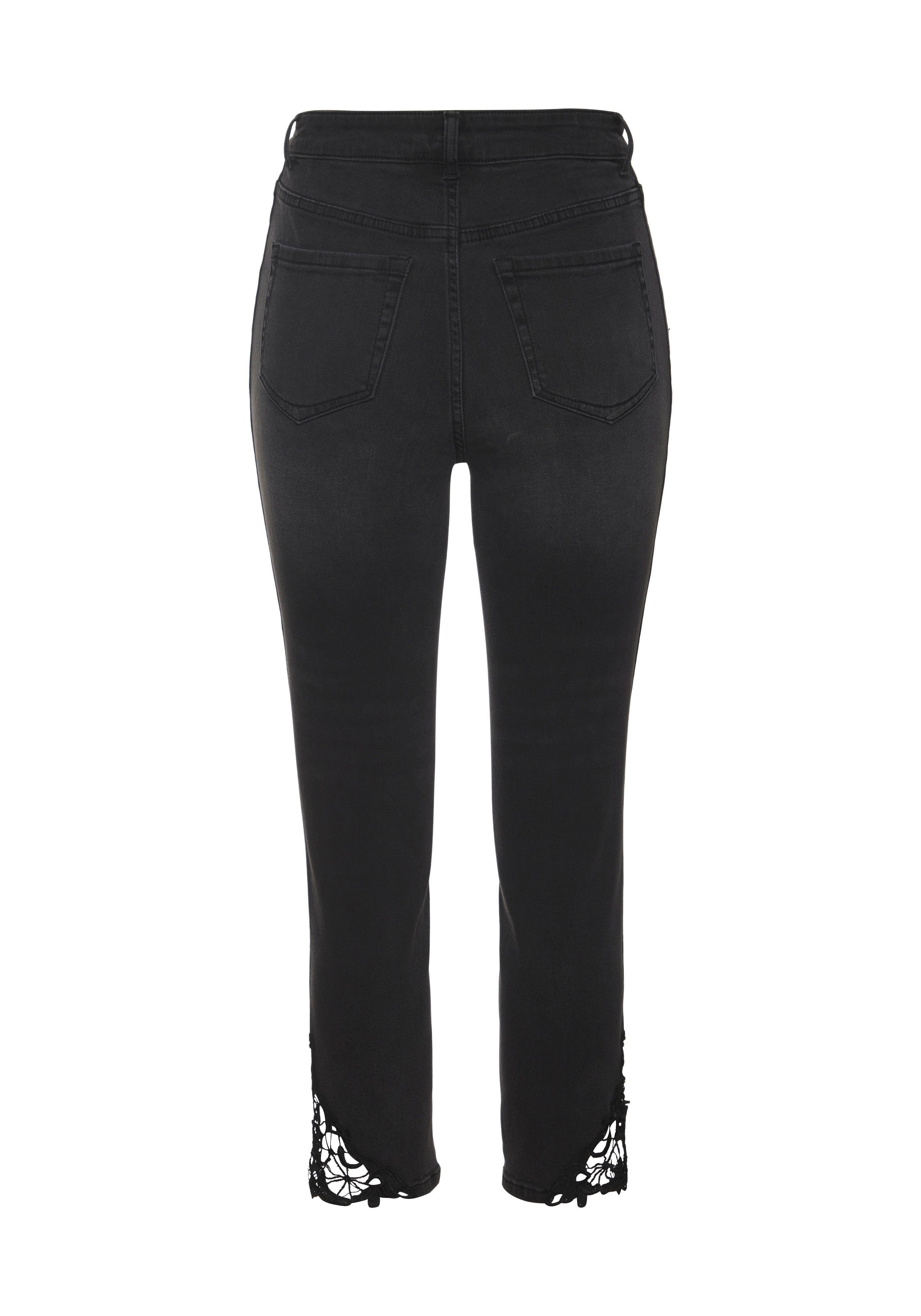 Vivance 7/8-capri-jeans met kantdetail aan de zoom, skinny jeans, modieus