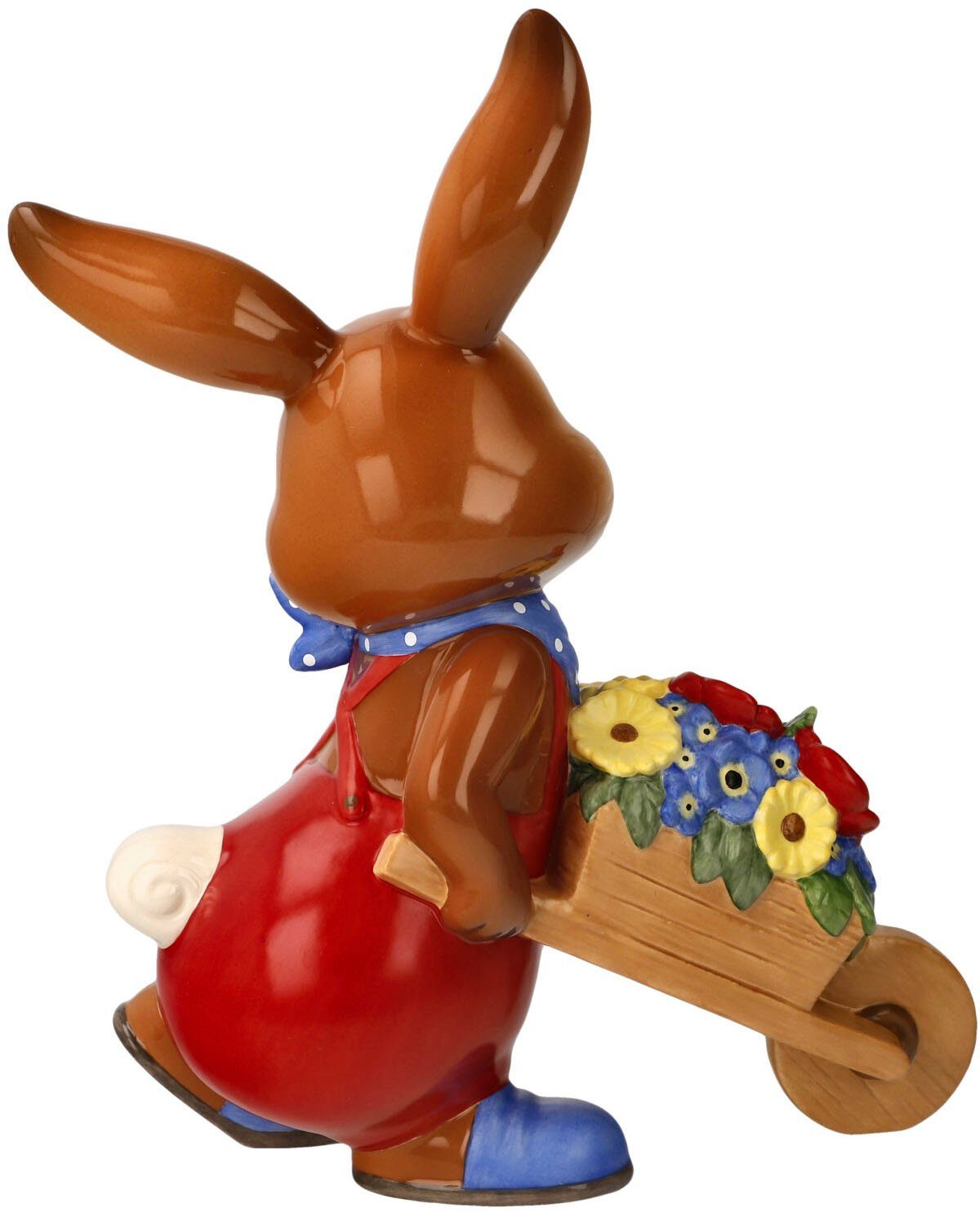 Goebel Paashaas Zo mooi is de Lente Verzamelfiguur, konijn jongen met kruiwagen en bloemen (1 stuk)