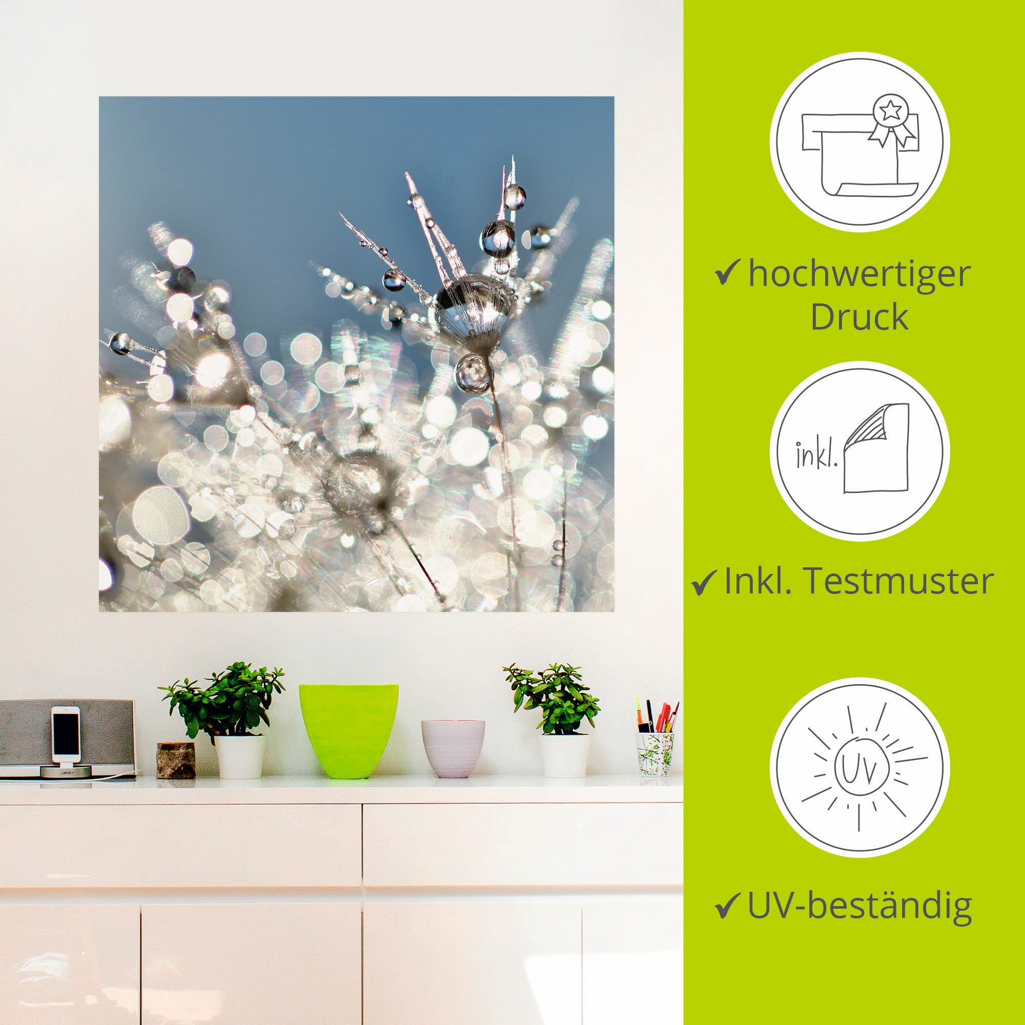 Artland Artprint Pluizenbol druppel abstract als artprint op linnen, poster, muursticker in verschillende maten