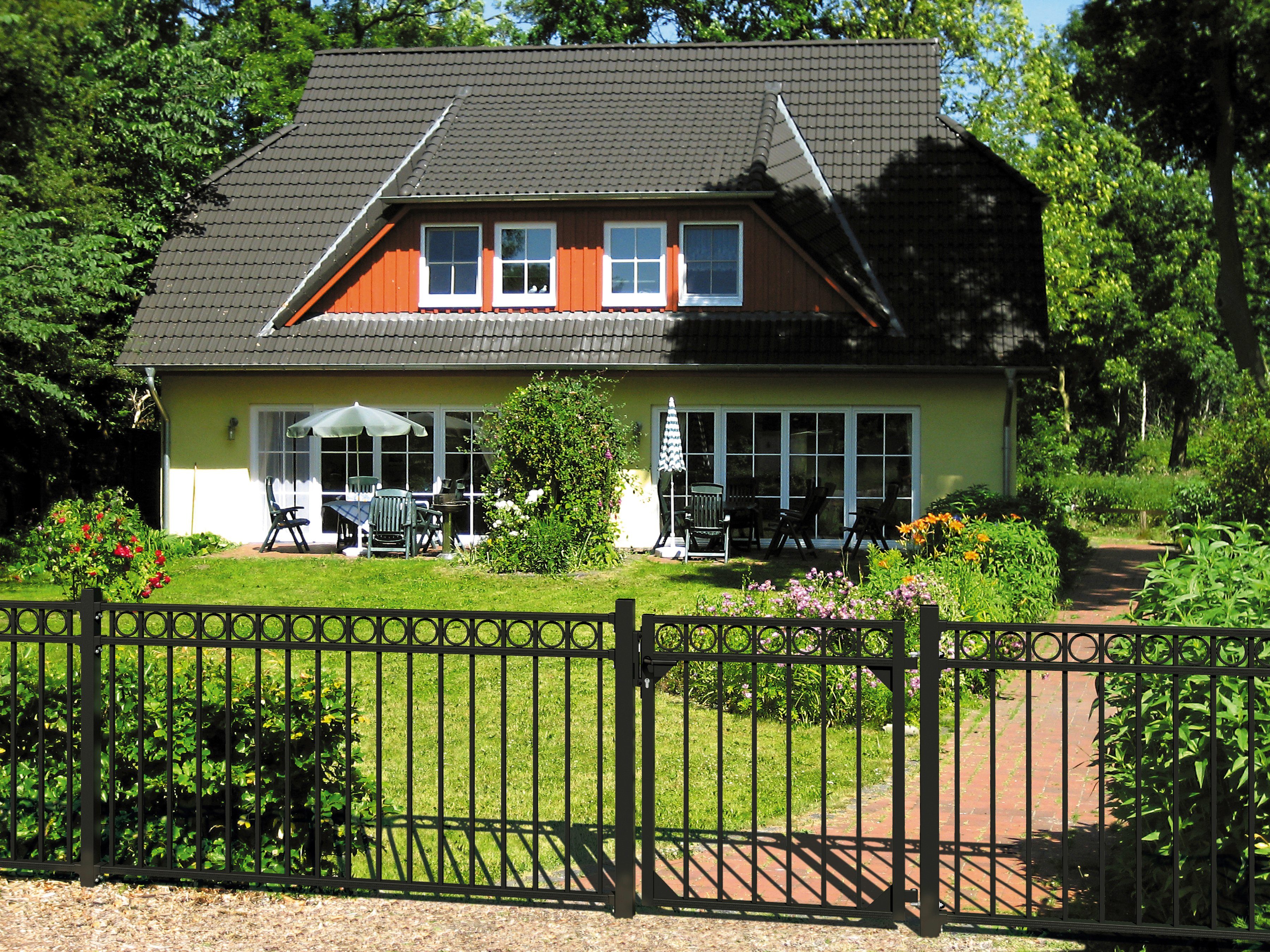 GAH Alberts Metalen hek Circle Hoogte: 100 en 120 cm, totale lengte: 10 m, voor plaatsing in beton (set)
