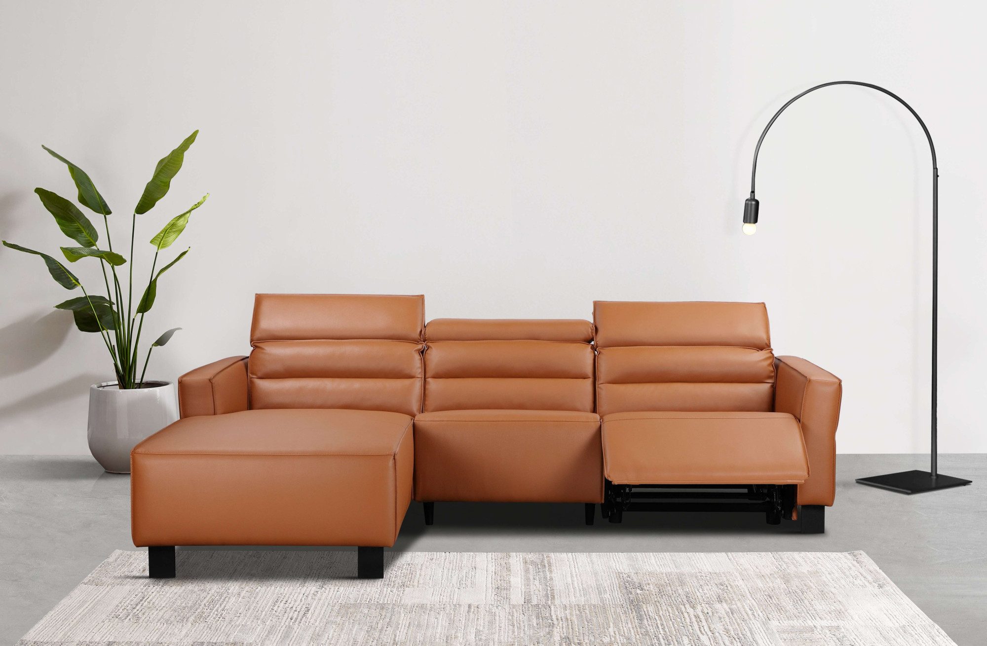 Places of Style Hoekbank Carpari, L-vorm, 263 cm, handmatige of elektrische relaxfunctie bruin, hoekbanken, Handmatige relaxfunctie aan de kant