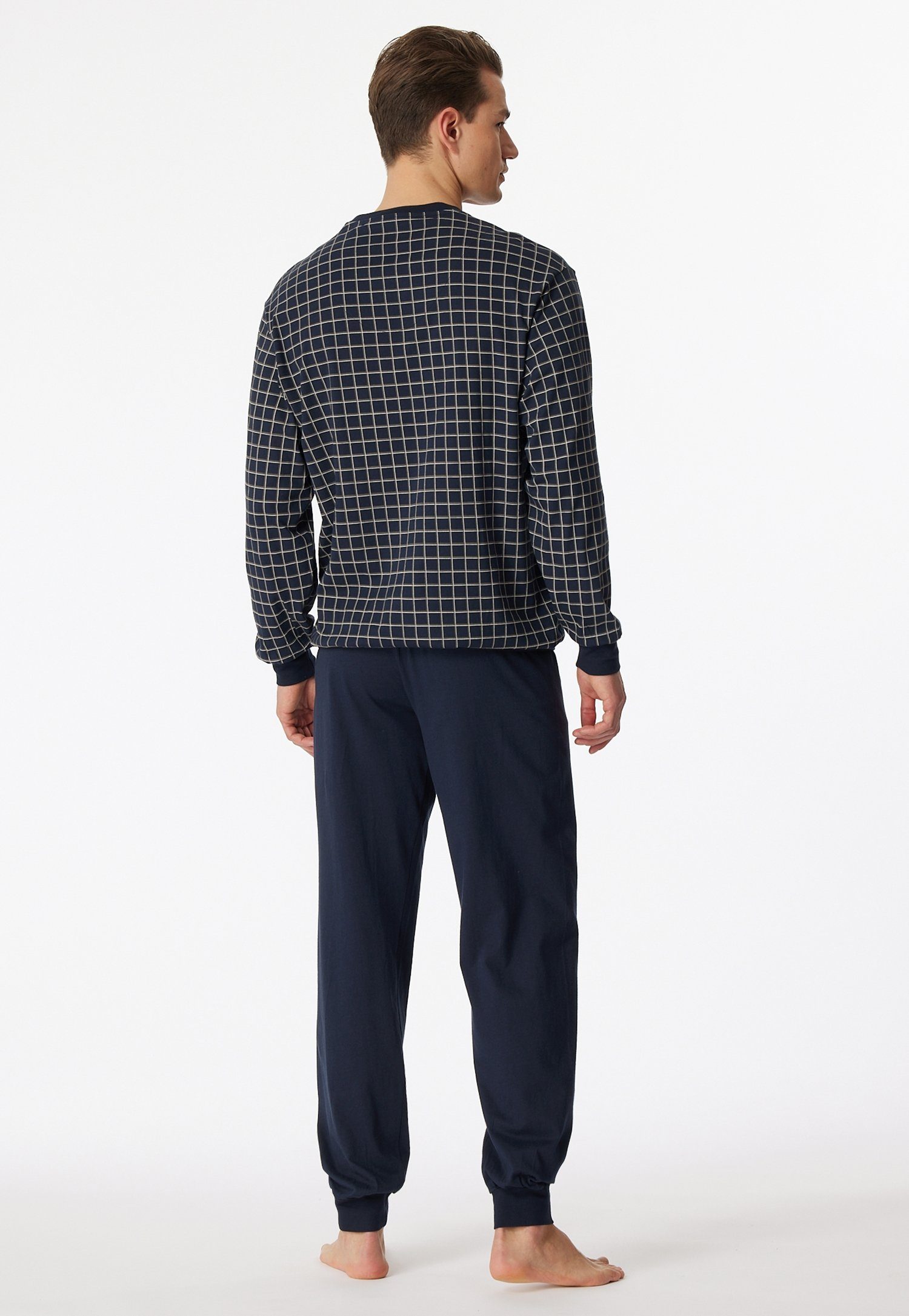 Schiesser Pyjama Dark sapphire met klassiek ruitmotief (2-delig)