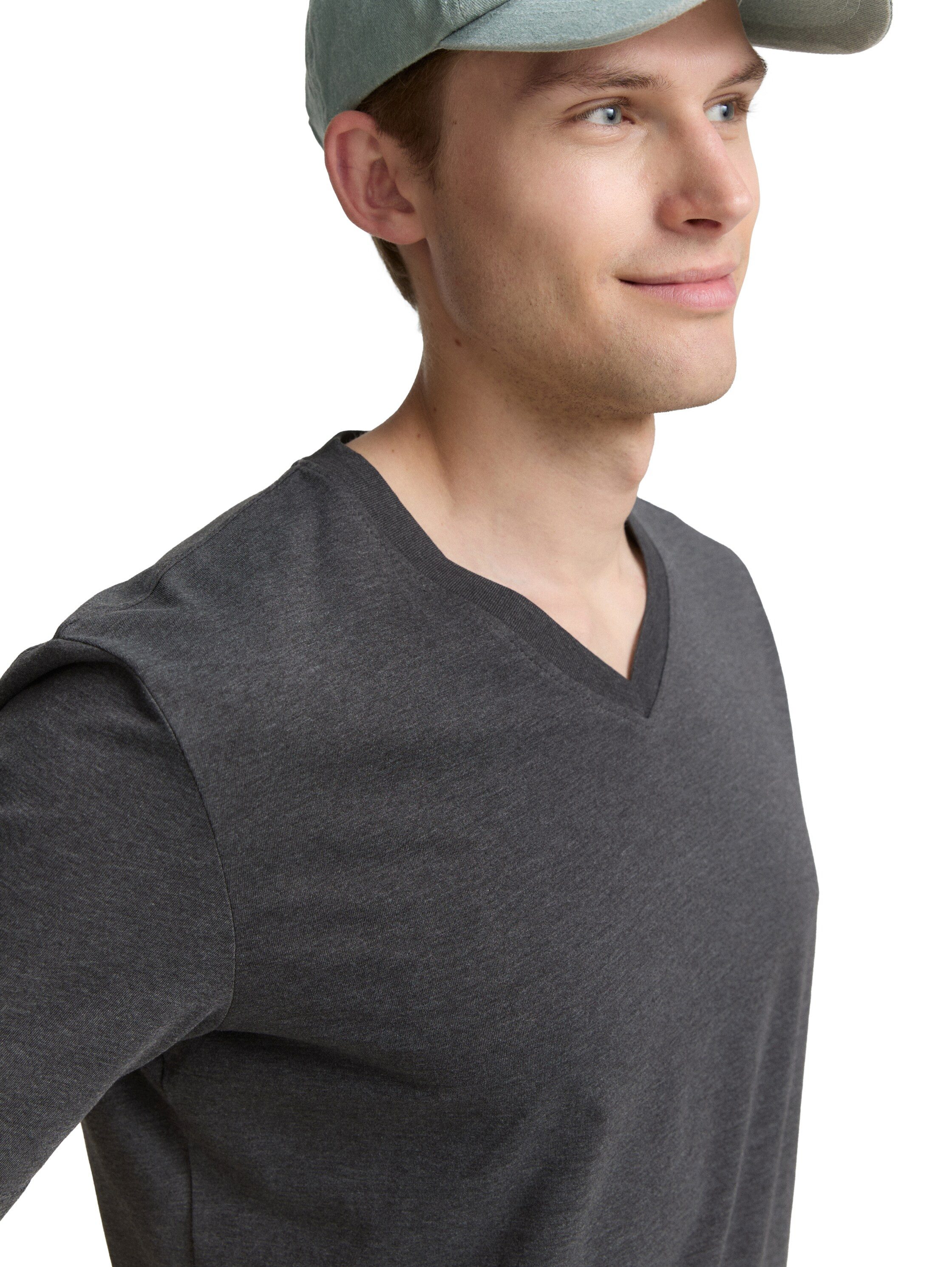 Tom Tailor T-shirt met v-hals, duopack (set, 2-delig)