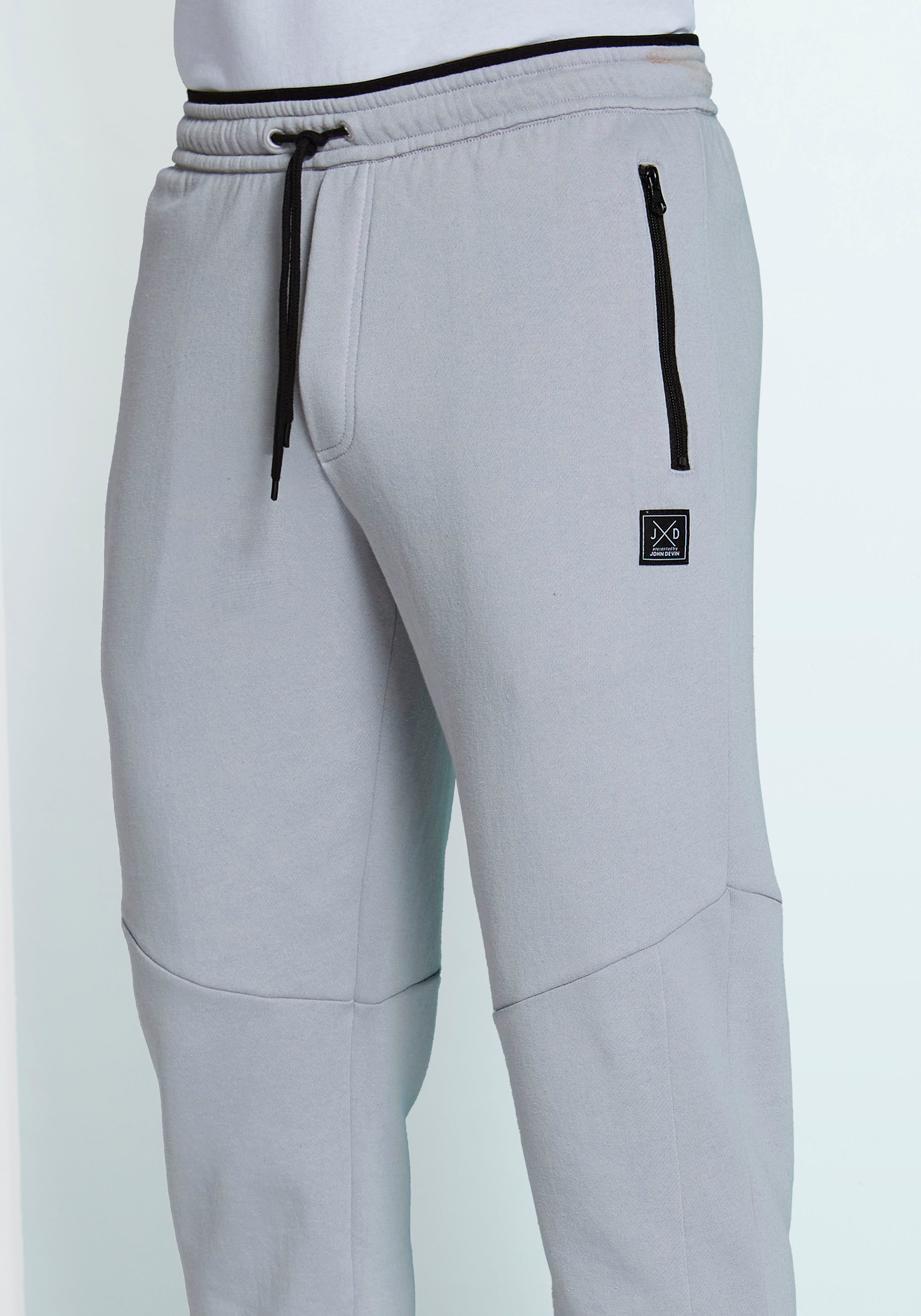 John Devin Sweatbroek Joggingbroek met zijzakken en bindband van katoenmix