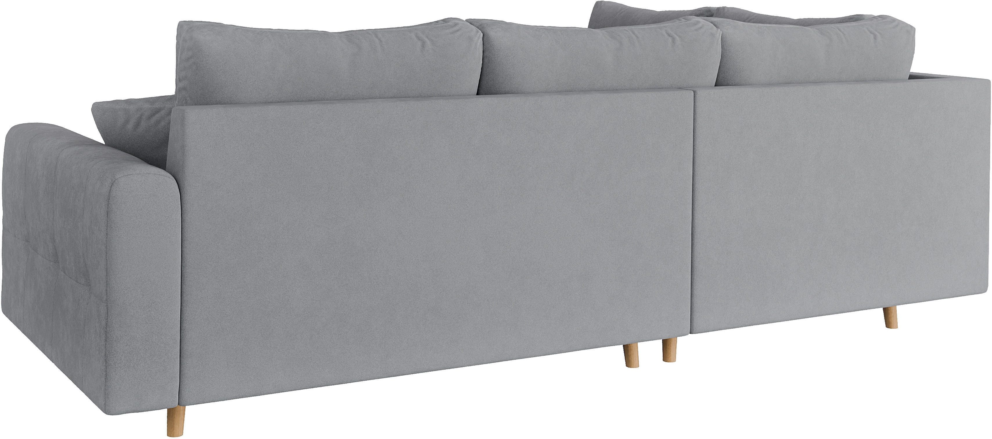 Home affaire Hoekbank CHARRE L-vorm met ottomane, afmetingen B/D/H: 231/161/81 cm fijne stiksels, losse rug- en sierkussens, ook in cord en bouclé