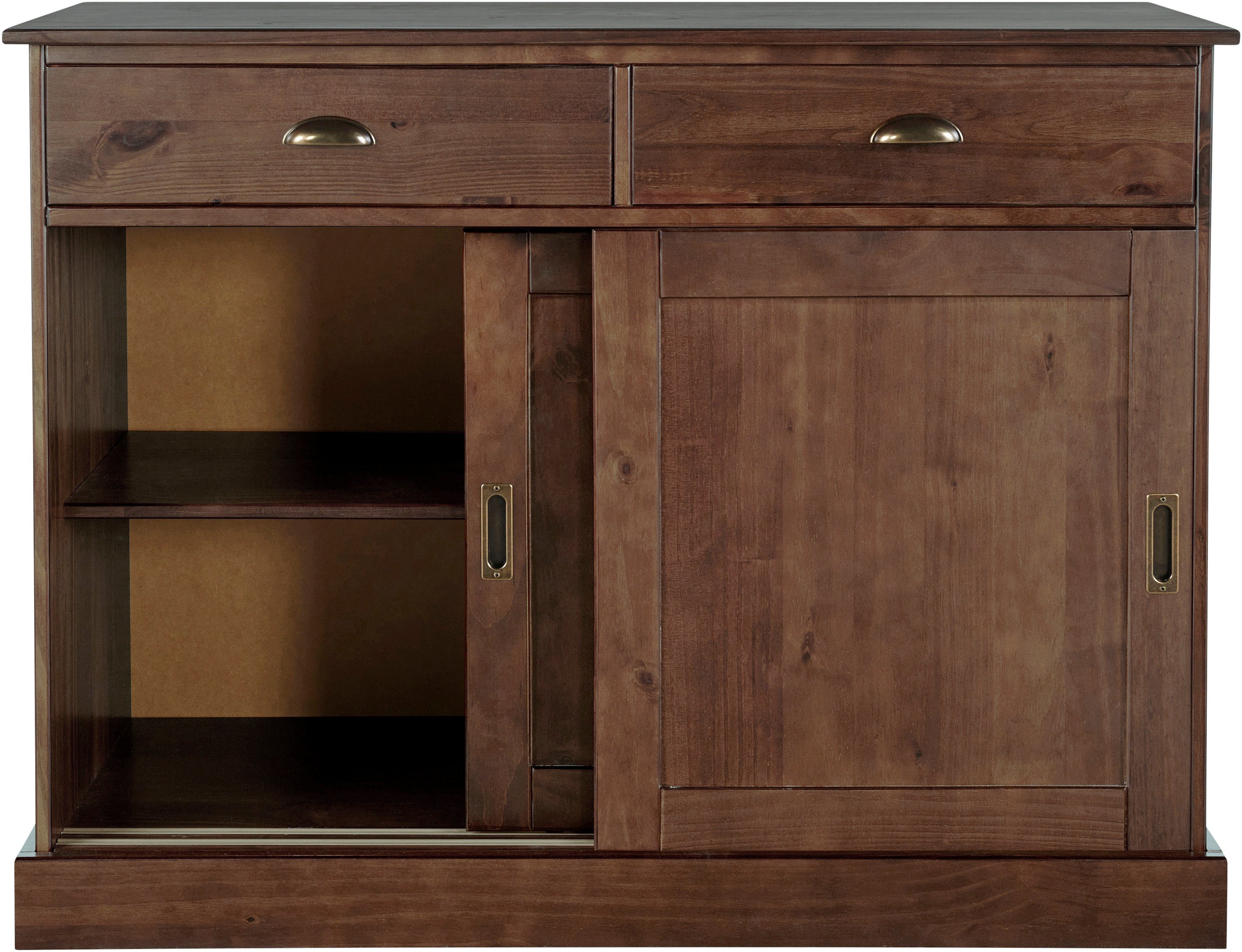 Home affaire Dressoir Schröder Commode, 2 schuifdeuren, 2 lades, van massief dennenhout
