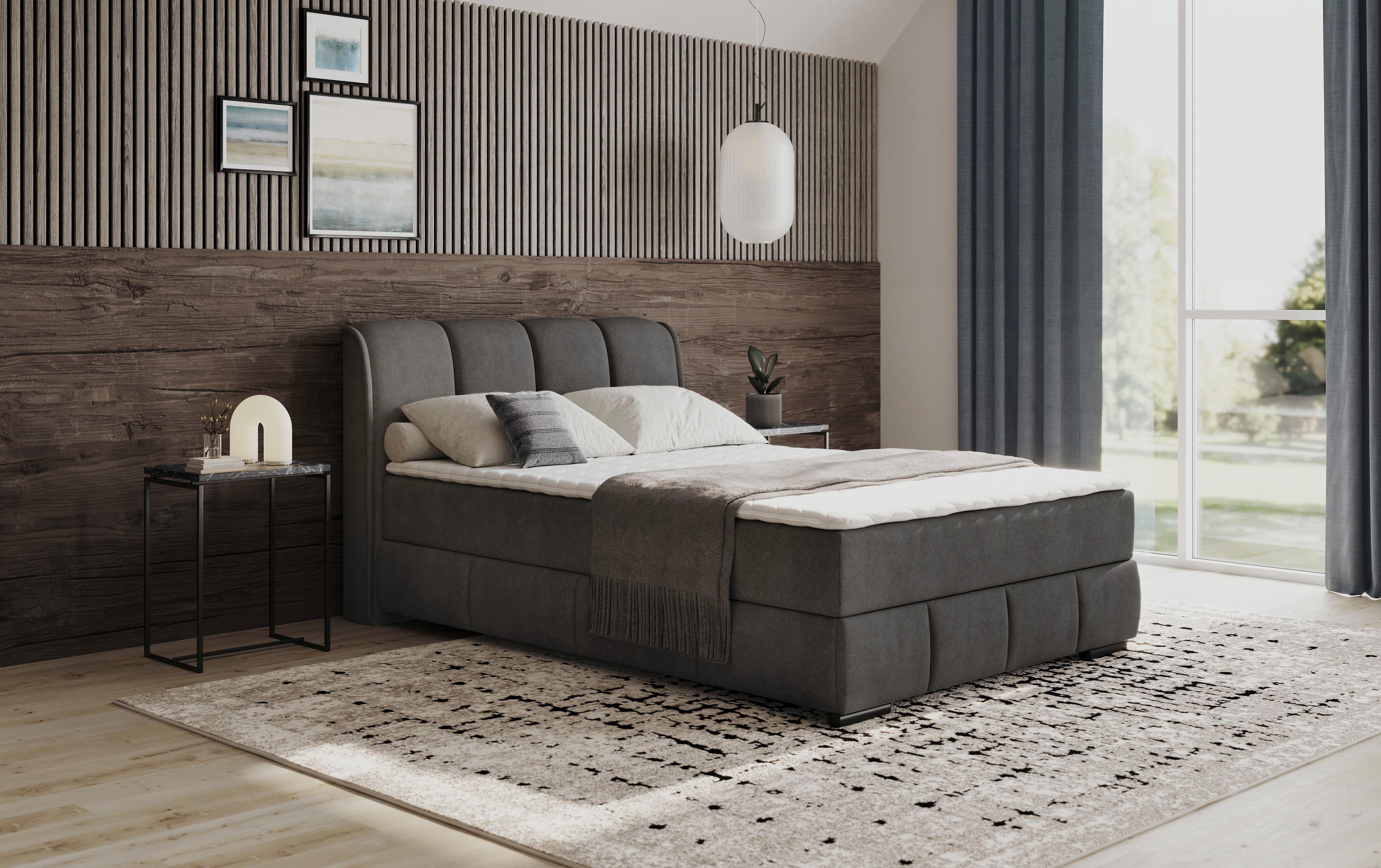Mr. Couch Boxspring Bethany met bedkist, incl. matras Topmatras en sierkussen, in verschillende hardheden beschikbaar boxsprings zwart