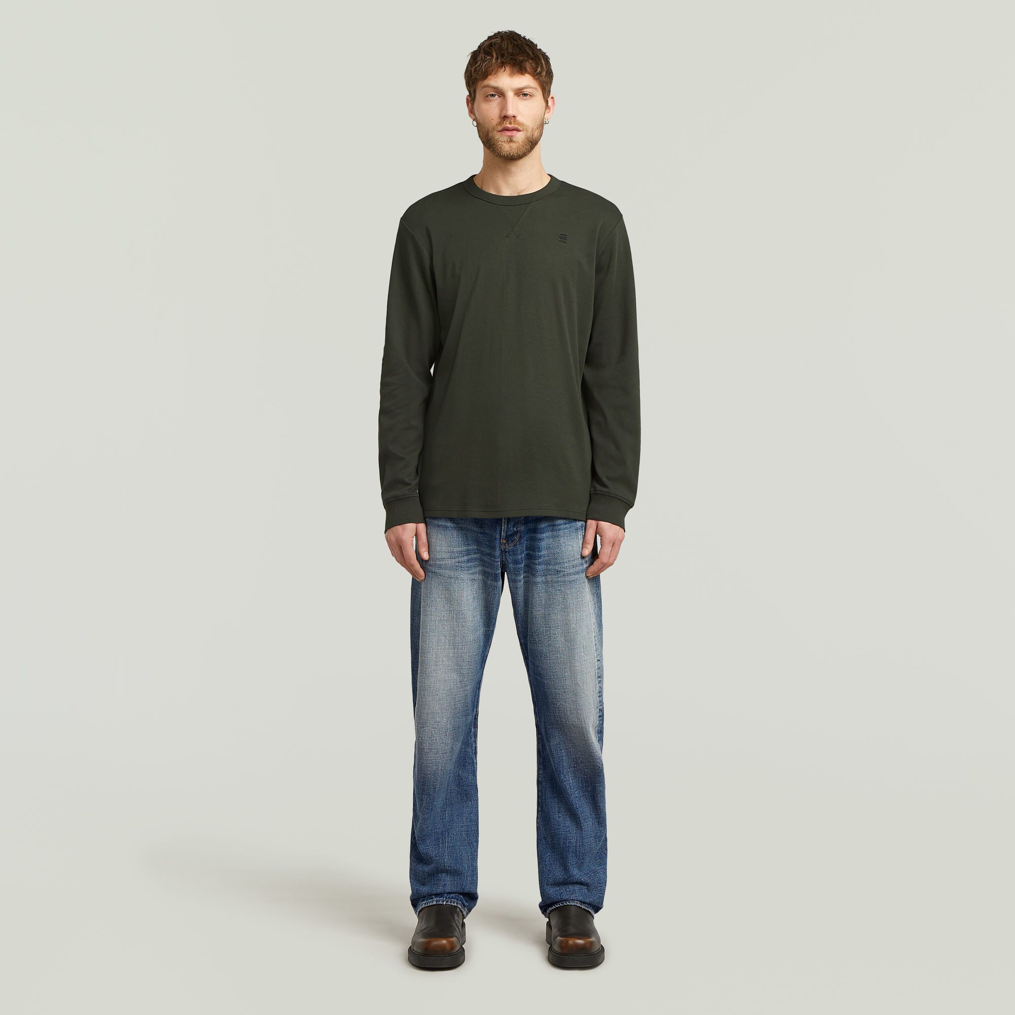 G-Star RAW Longsleeve Nifous R met geribbelde inzet aan de voorkant