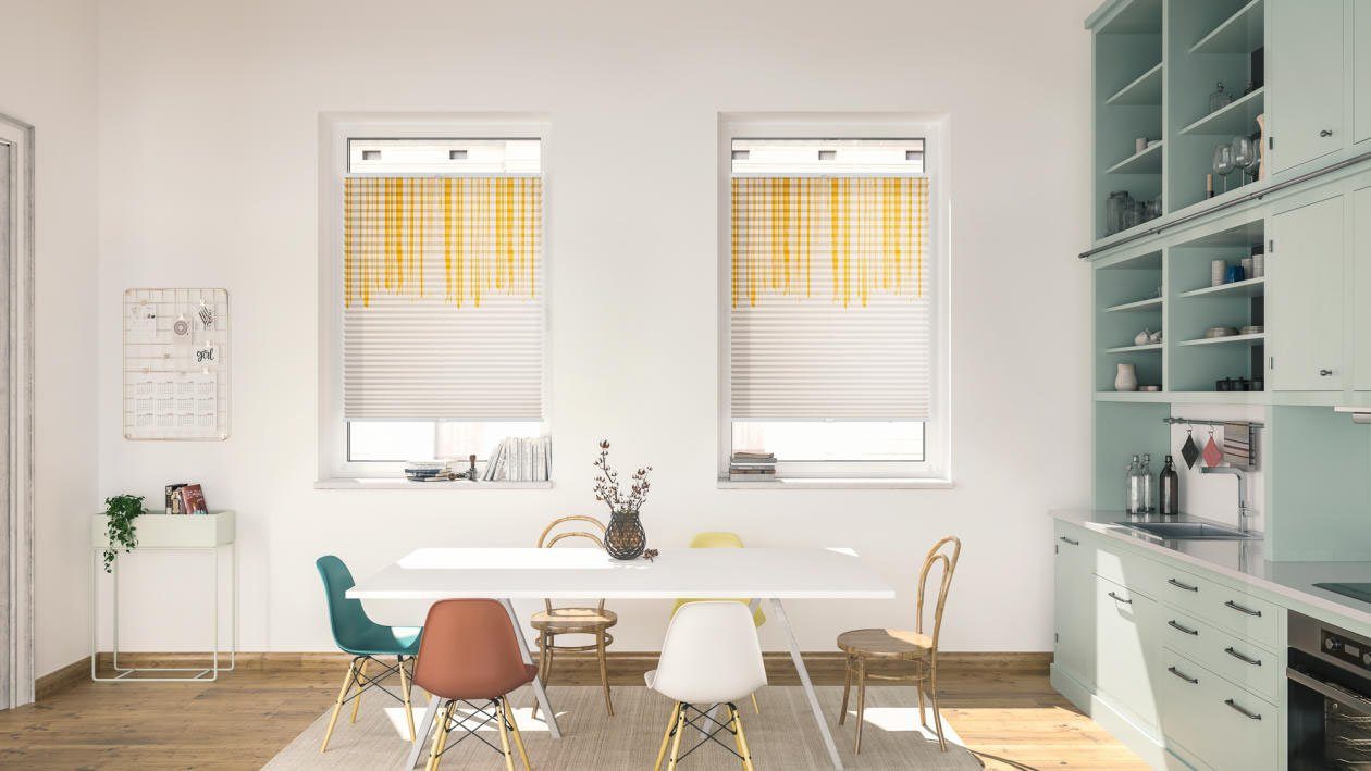 LICHTBLICK Plissé Klemmfix, zonder boren, ondoorzichtig, Flowing honey - geel (1 stuk)