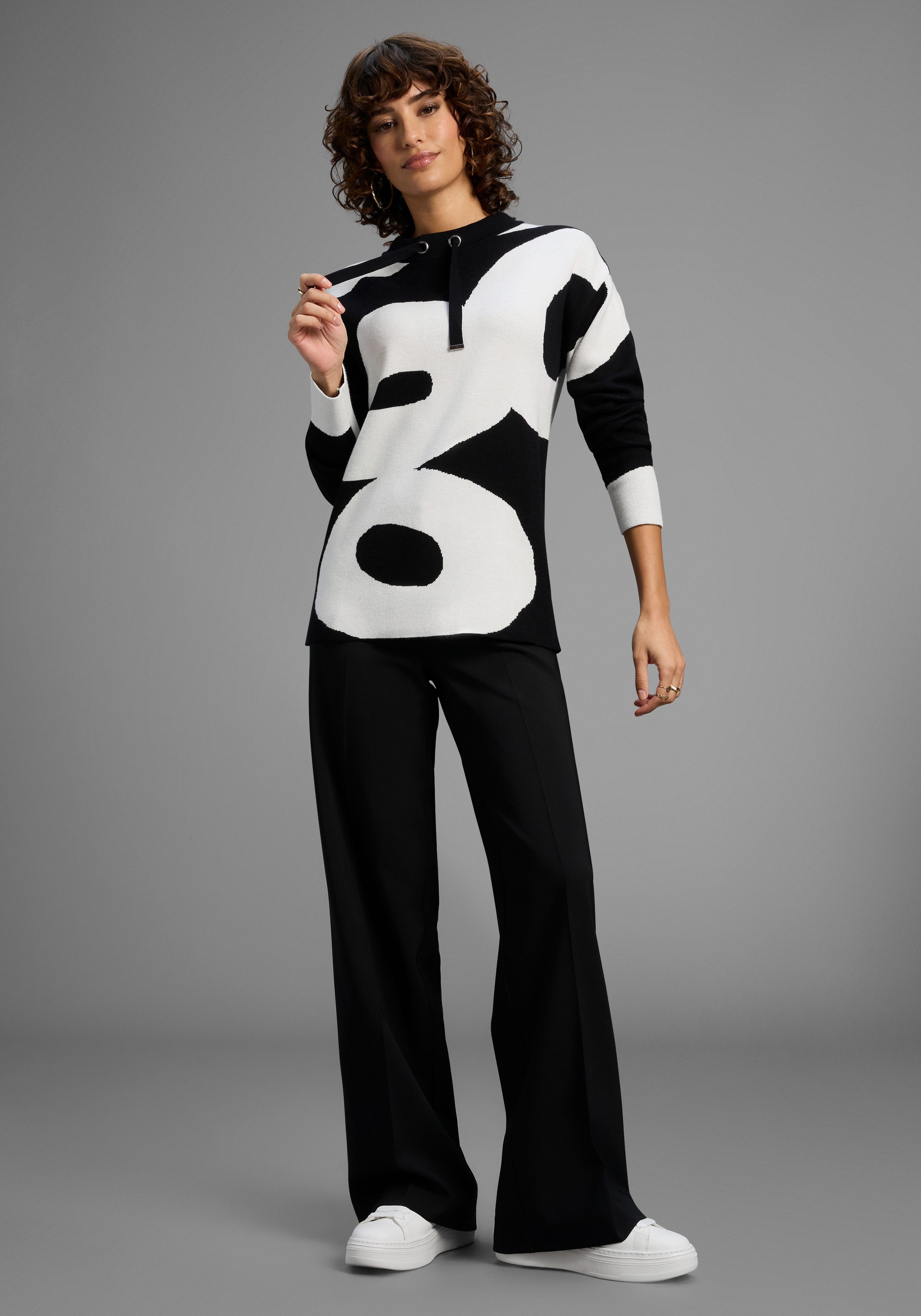 Laura Scott Jacquardtrui zacht winterbreisel met patroon en strikbanden - nieuwe collectie