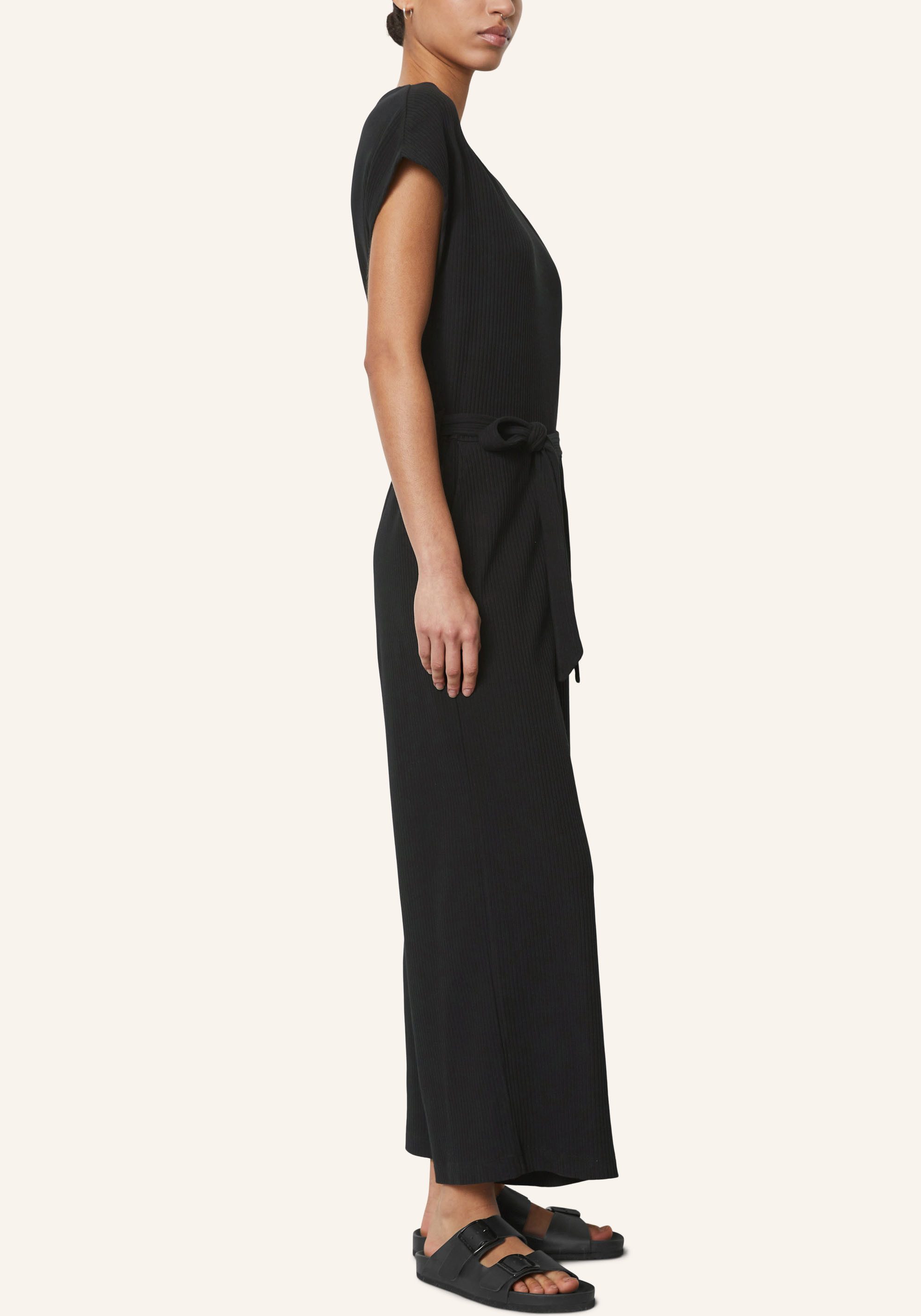 Marc O'Polo DENIM Jumpsuit Regular overall van rib jersey, wijde, licht verkorte broek