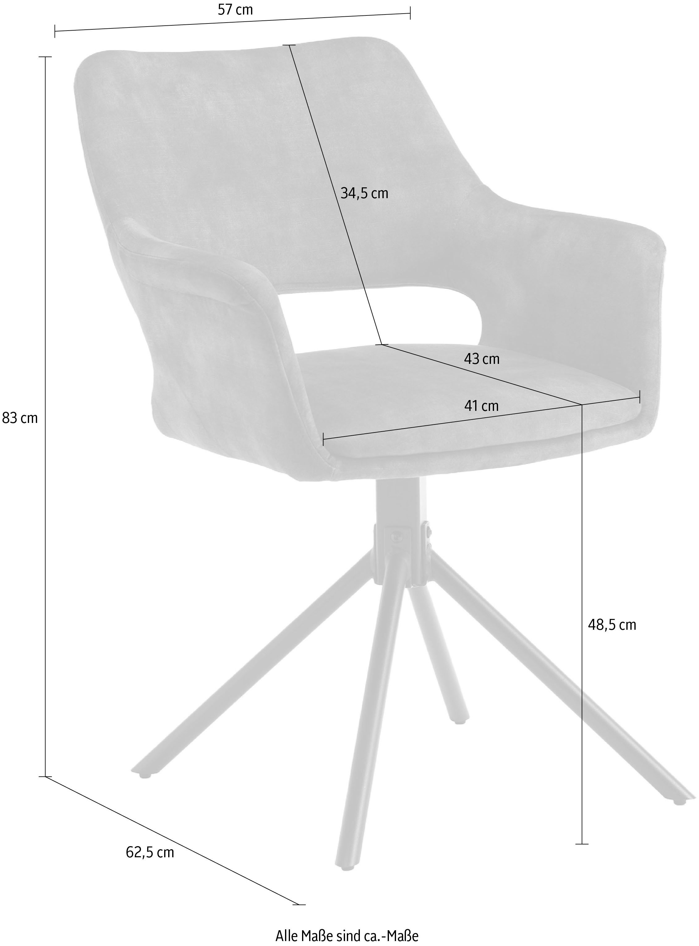 byLIVING Eetkamerstoel Eleonore 2-delige set draaisstoel met comfortabele bekleding in verschillende stoffen (set, 2 stuks)