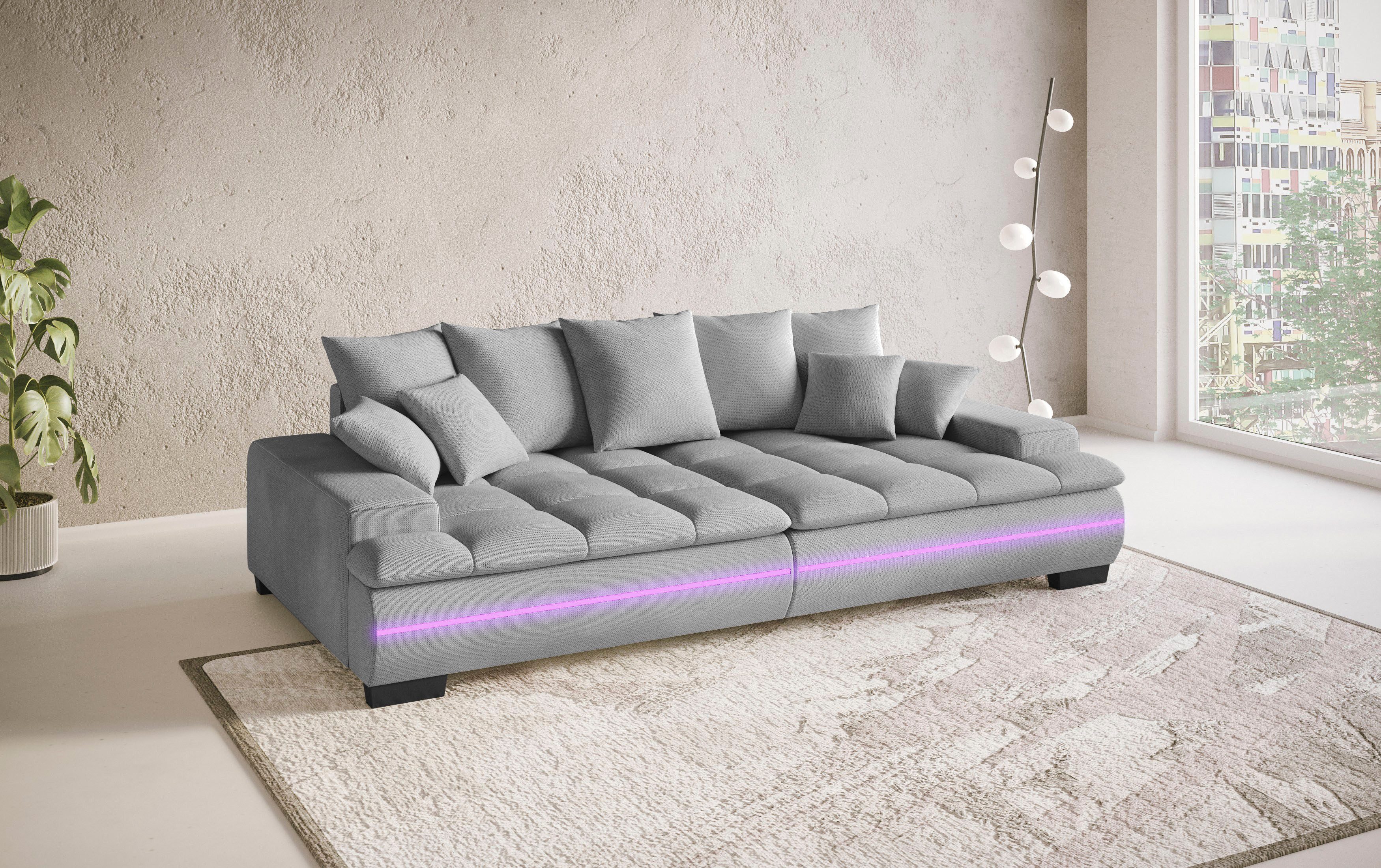 Mr. Couch Megabank Haiti II RGB-LED verlichting, koudschuim bekleding, tot 140 kg belastbaar