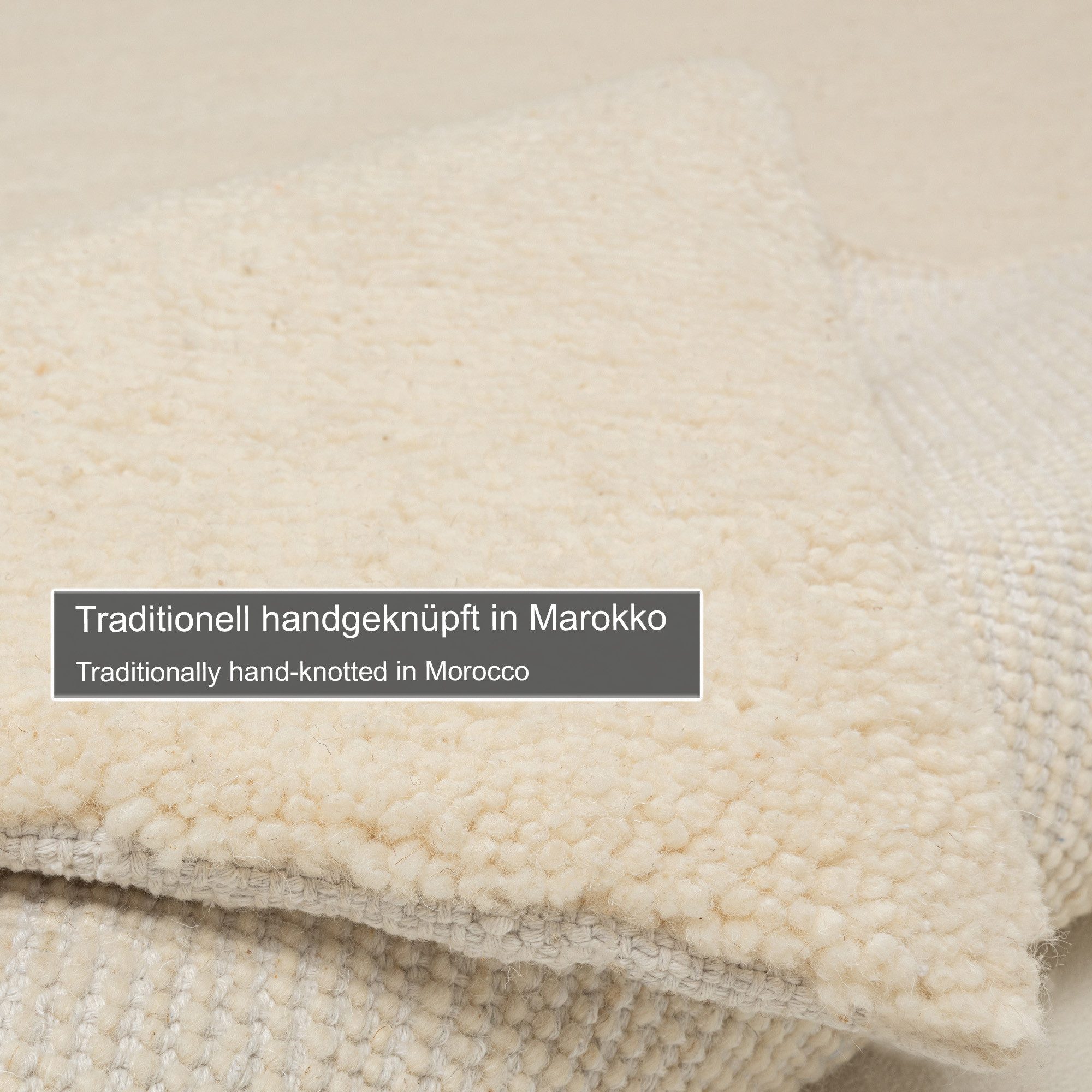 THEKO Wollen kleed Hadj uni echt berbervloerkleed, zuivere wol, met de hand geknoopt
