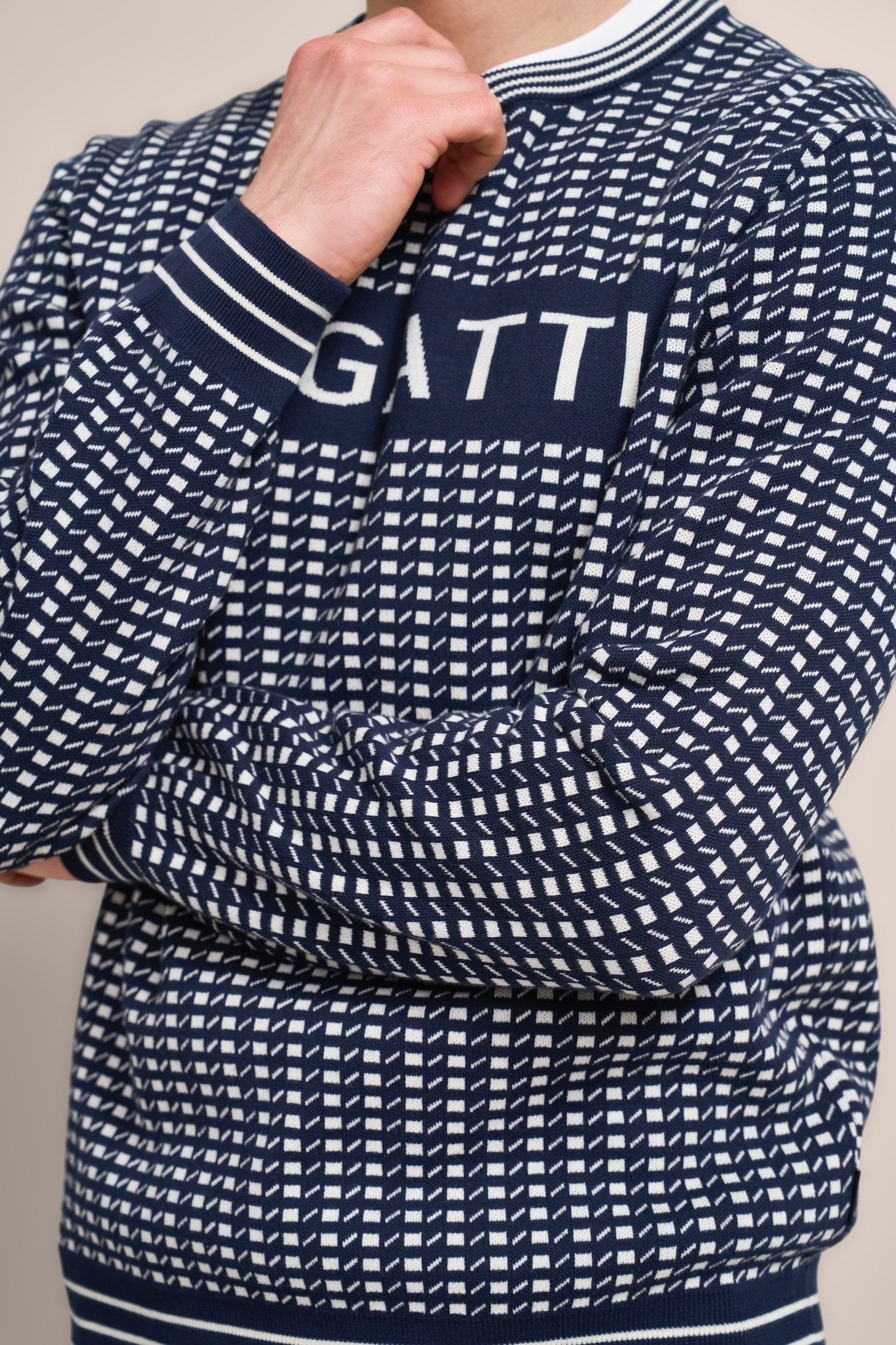 Bugatti Gebreide trui met aanwezig logo-print