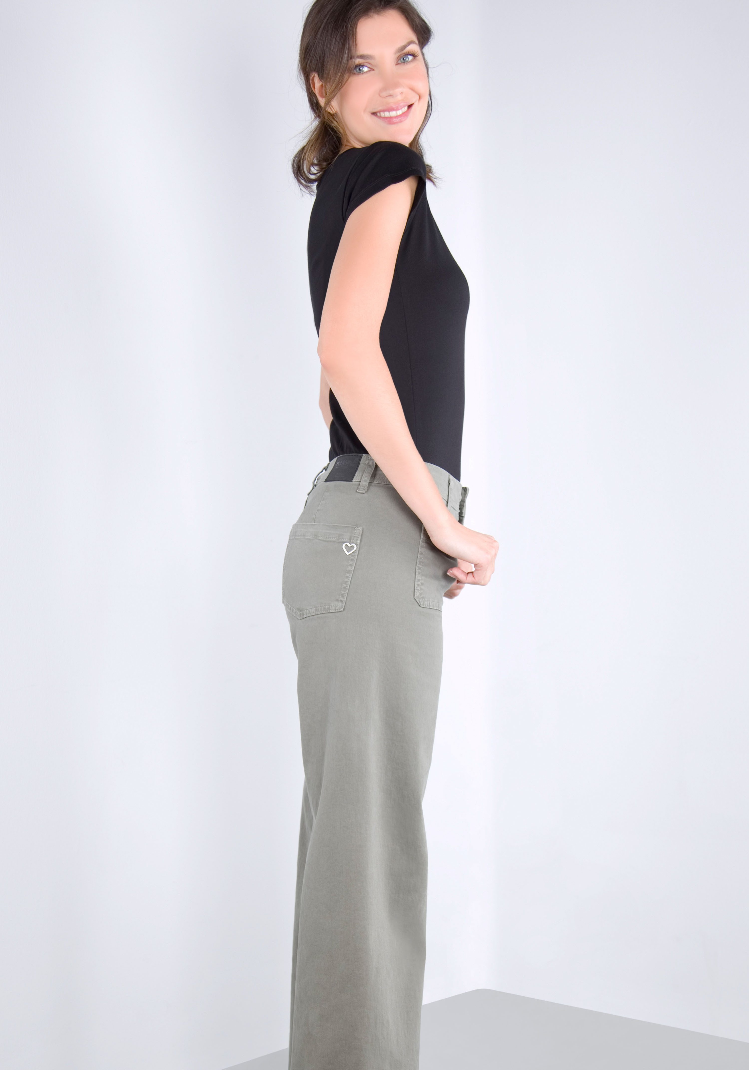 Please Jeans Broek met wijde pijpen van hoogwaardige katoenmix met stretch