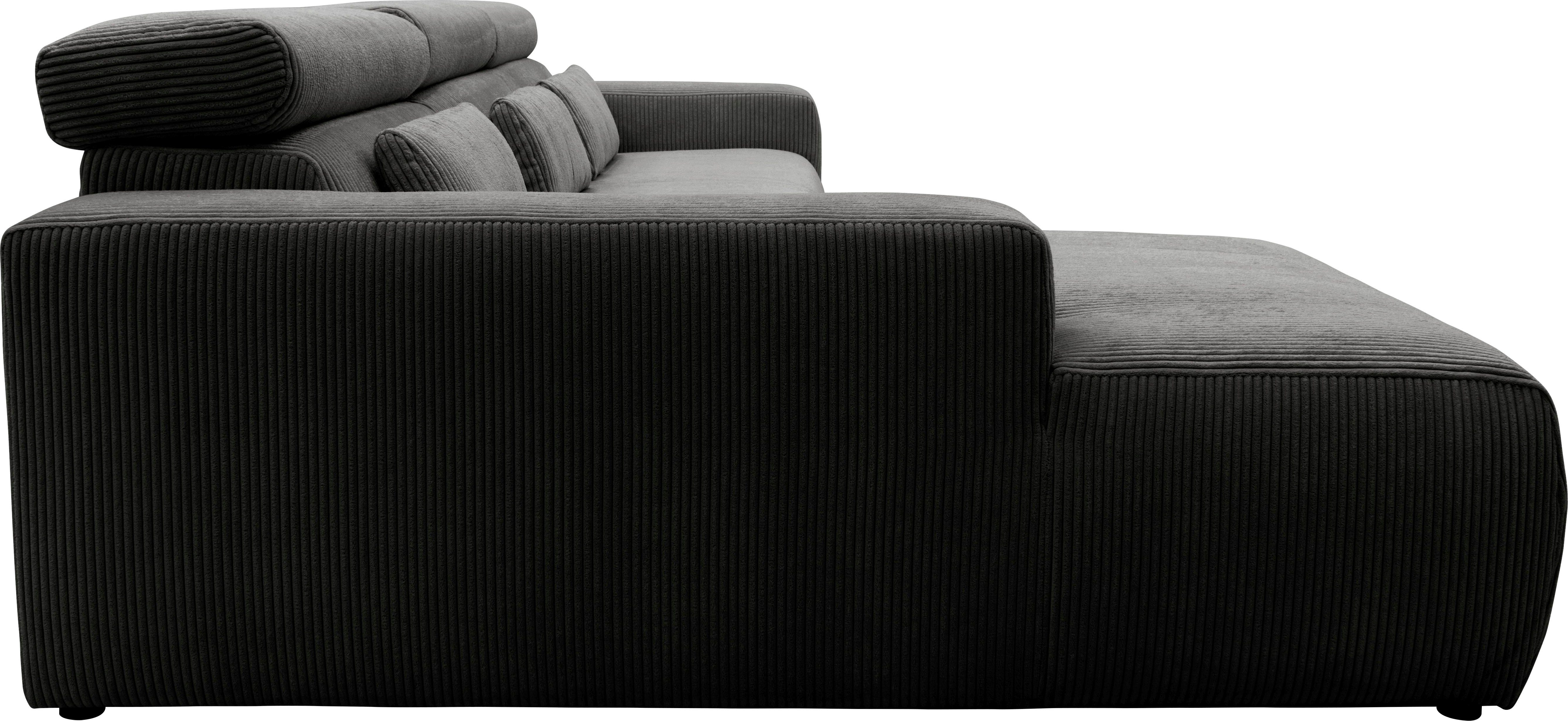 DOMO collection Hoekbank Brandon B/D/H: 289/177/80 cm, keuze met zitdiepteverstelling, L-vorm