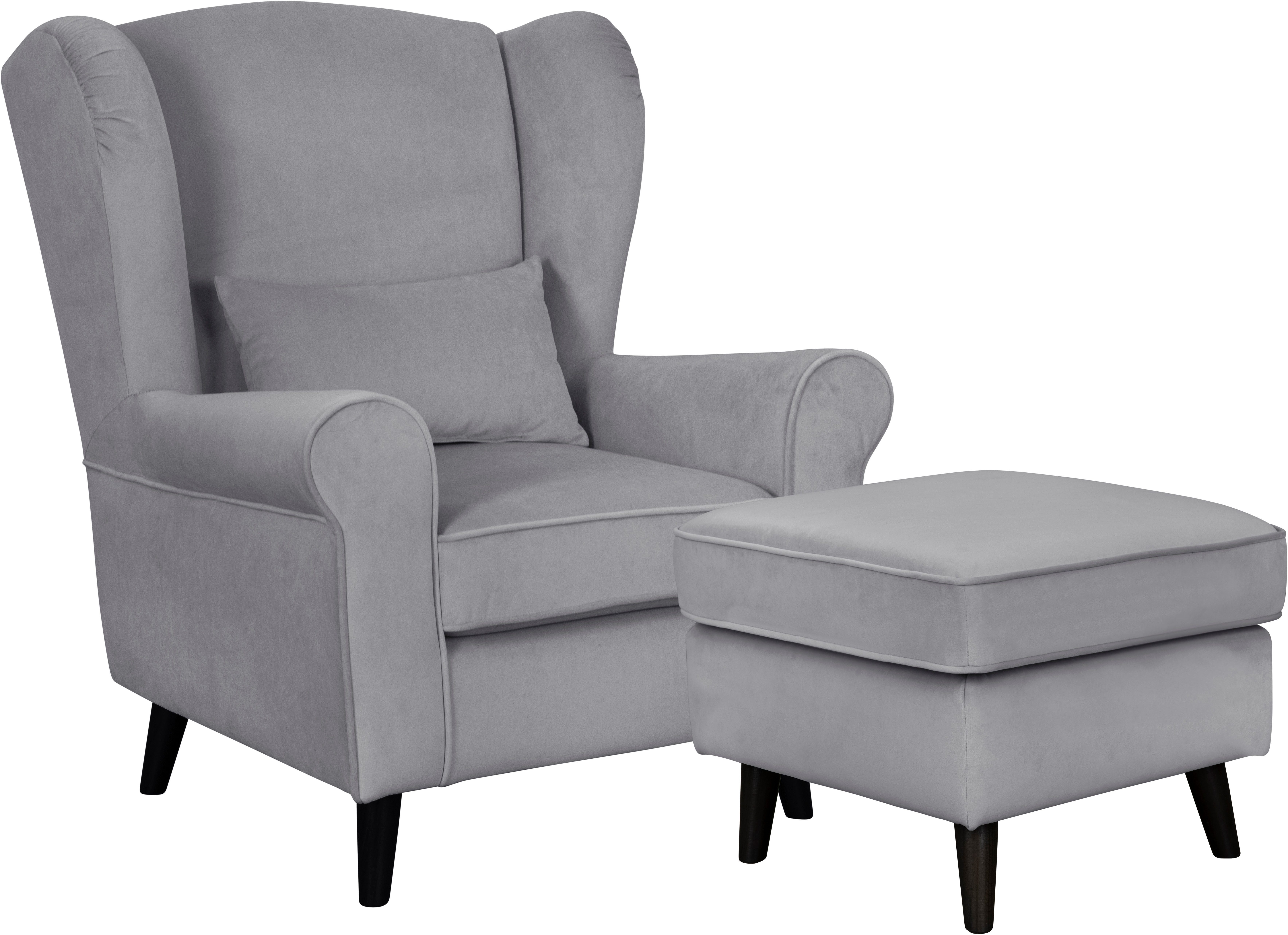 Home affaire Fauteuil Ohrensessel CHISTELLE, optioneel met poef met golfondersteuning, afmetingen: b/d/h: 81/87/99 cm