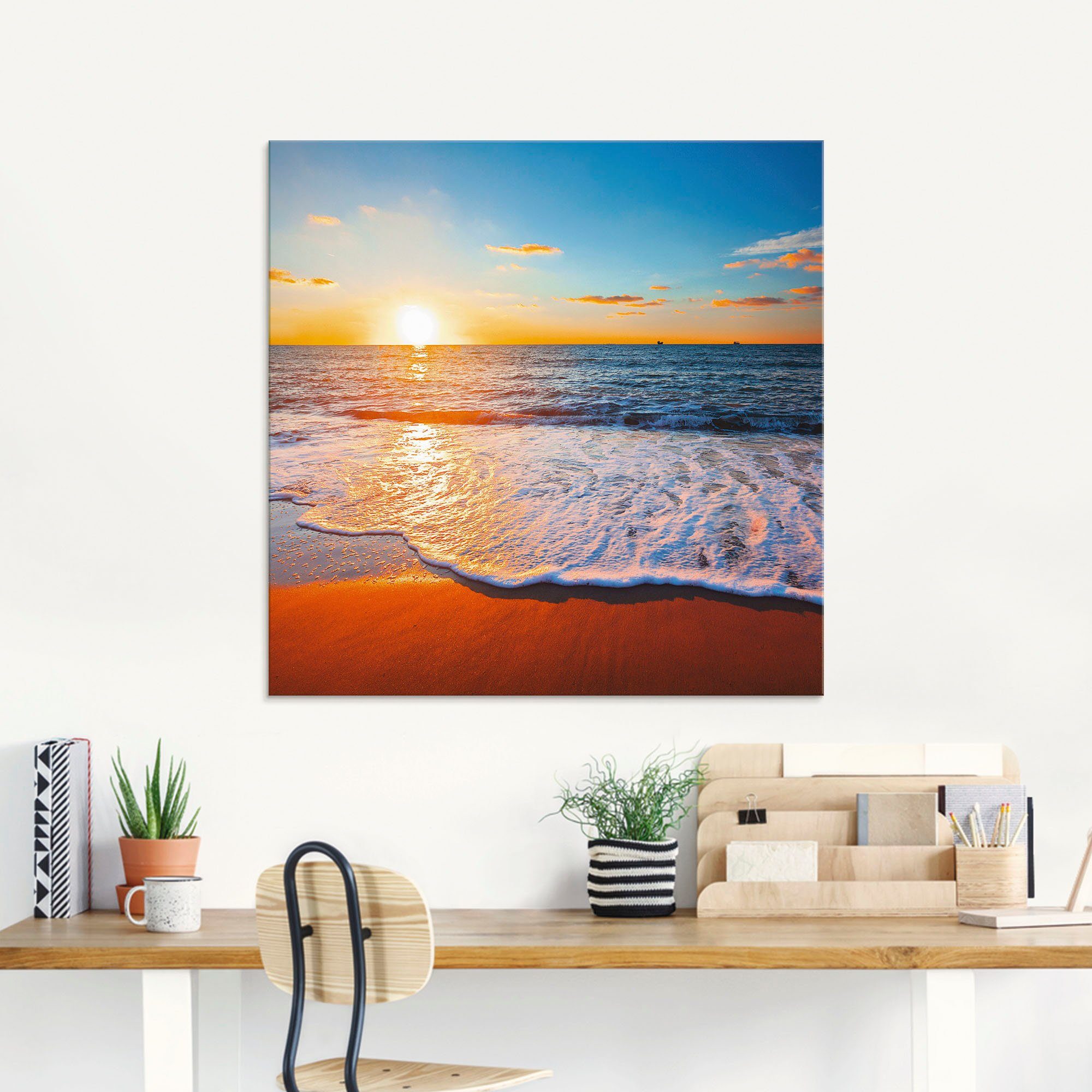 Artland Print op glas Zonsondergang en de zee