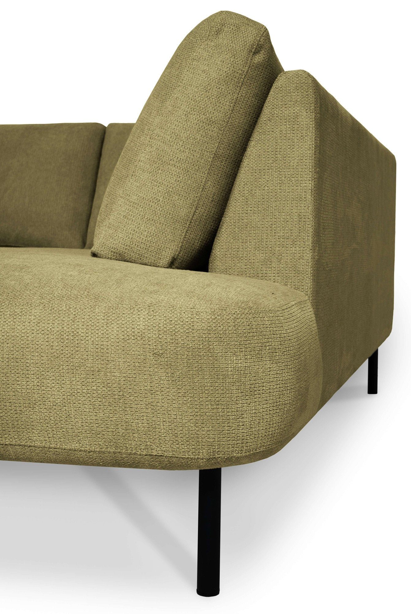 Places of Style Zithoek Cesola in zachte chenille-stof, breedte 327 cm, met zwarte metalen poten