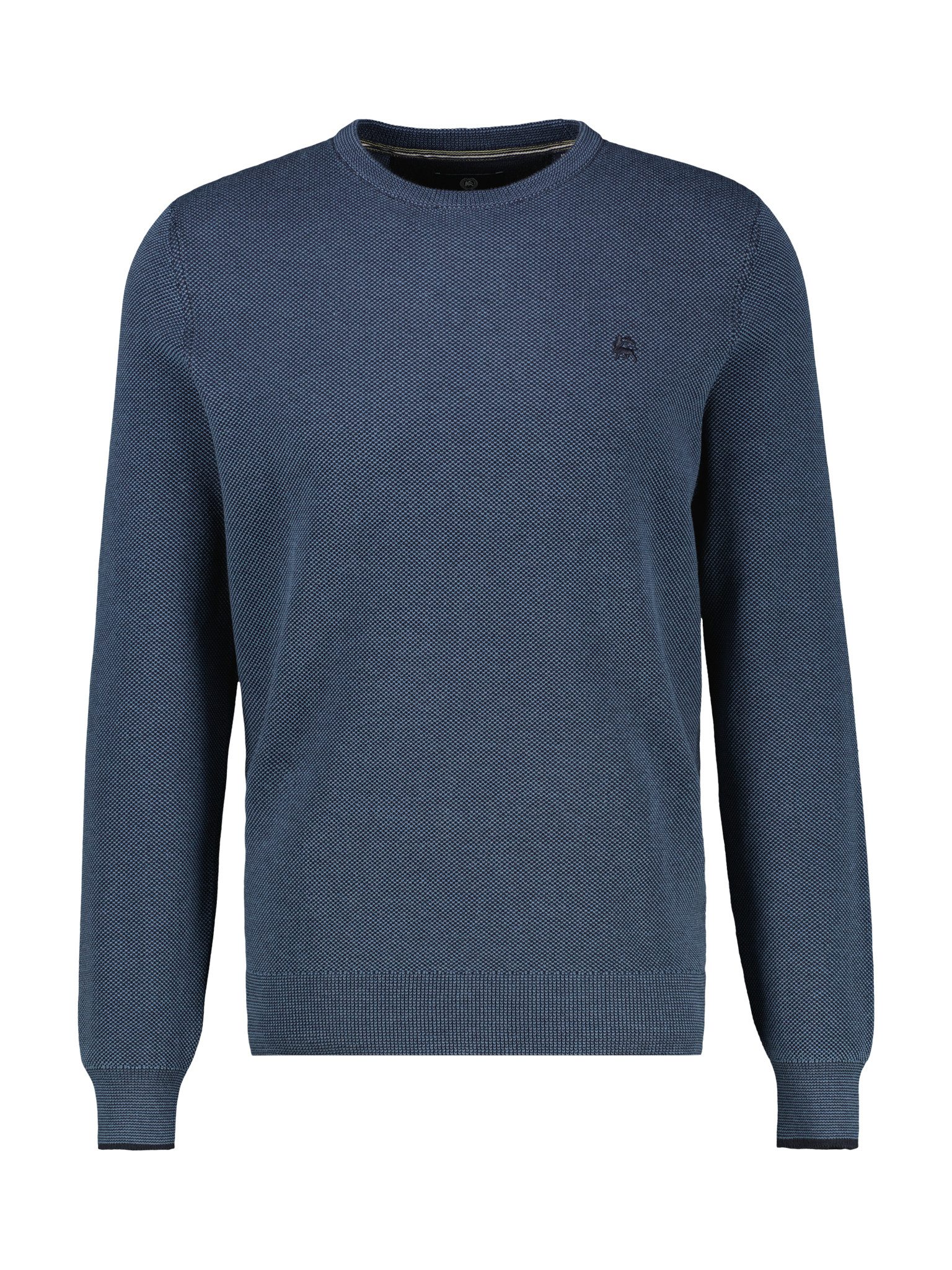 Lerros Trui met ronde hals met logoborduursel heren pullovers maat XXL blauw