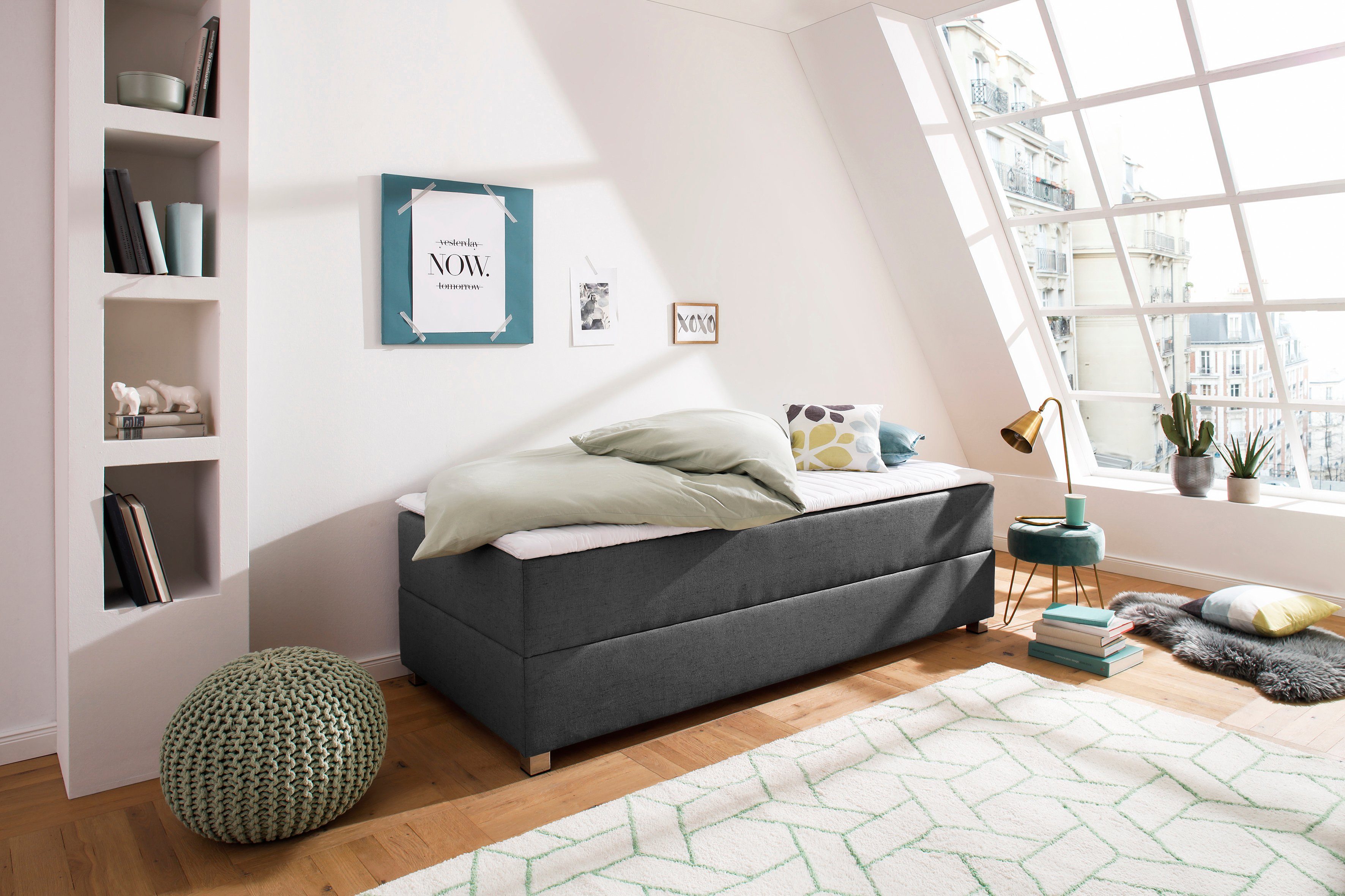 INOSIGN Boxspring Alexis zonder hoofdbord - ideaal voor ruimtes met schuine plafonds, in 4 breedten