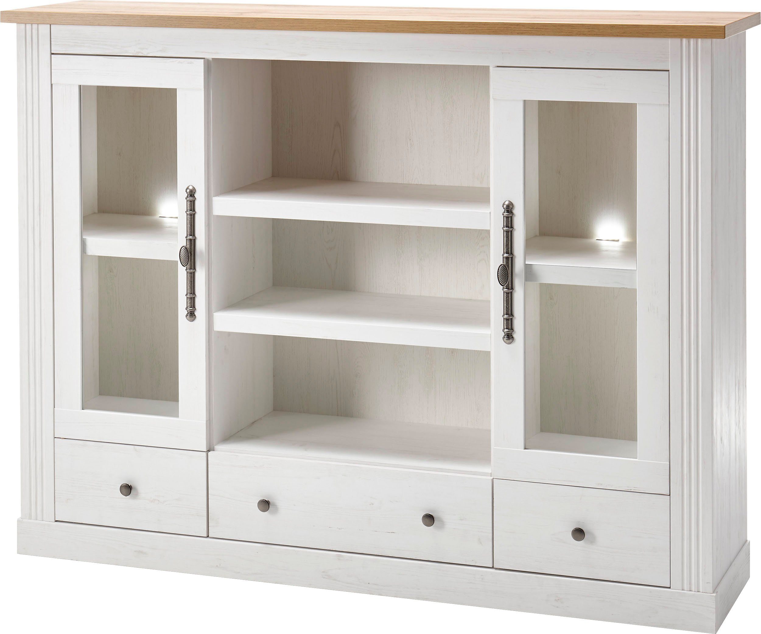 Home affaire Highboard Westminster in trendy landelijke look highboards maat 160x41x122 cm wit