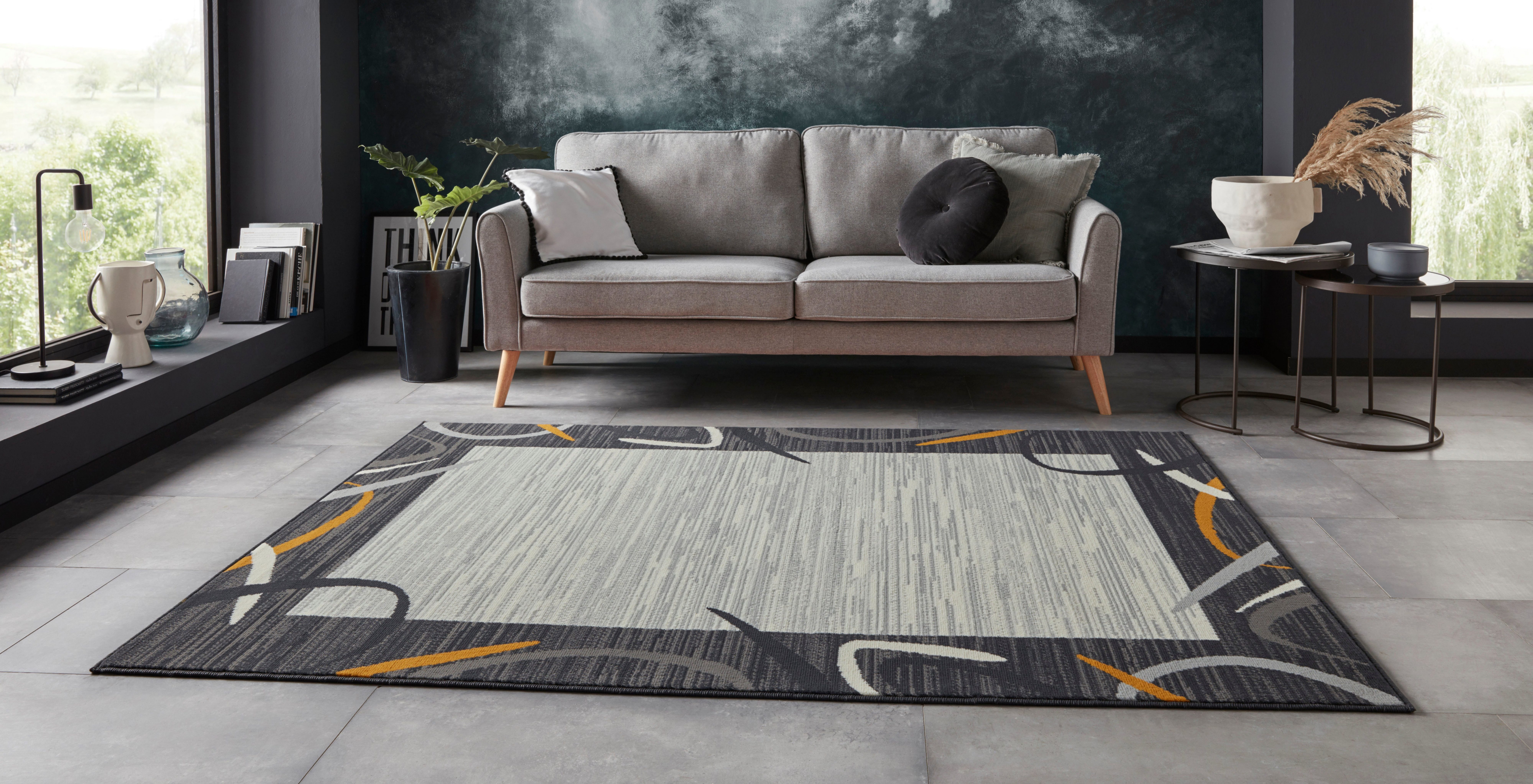 Home affaire Vloerkleed Edmund Korte pool, retro-look, afgehecht, met randdessin, robuust, gemakkelijk in onderhoud