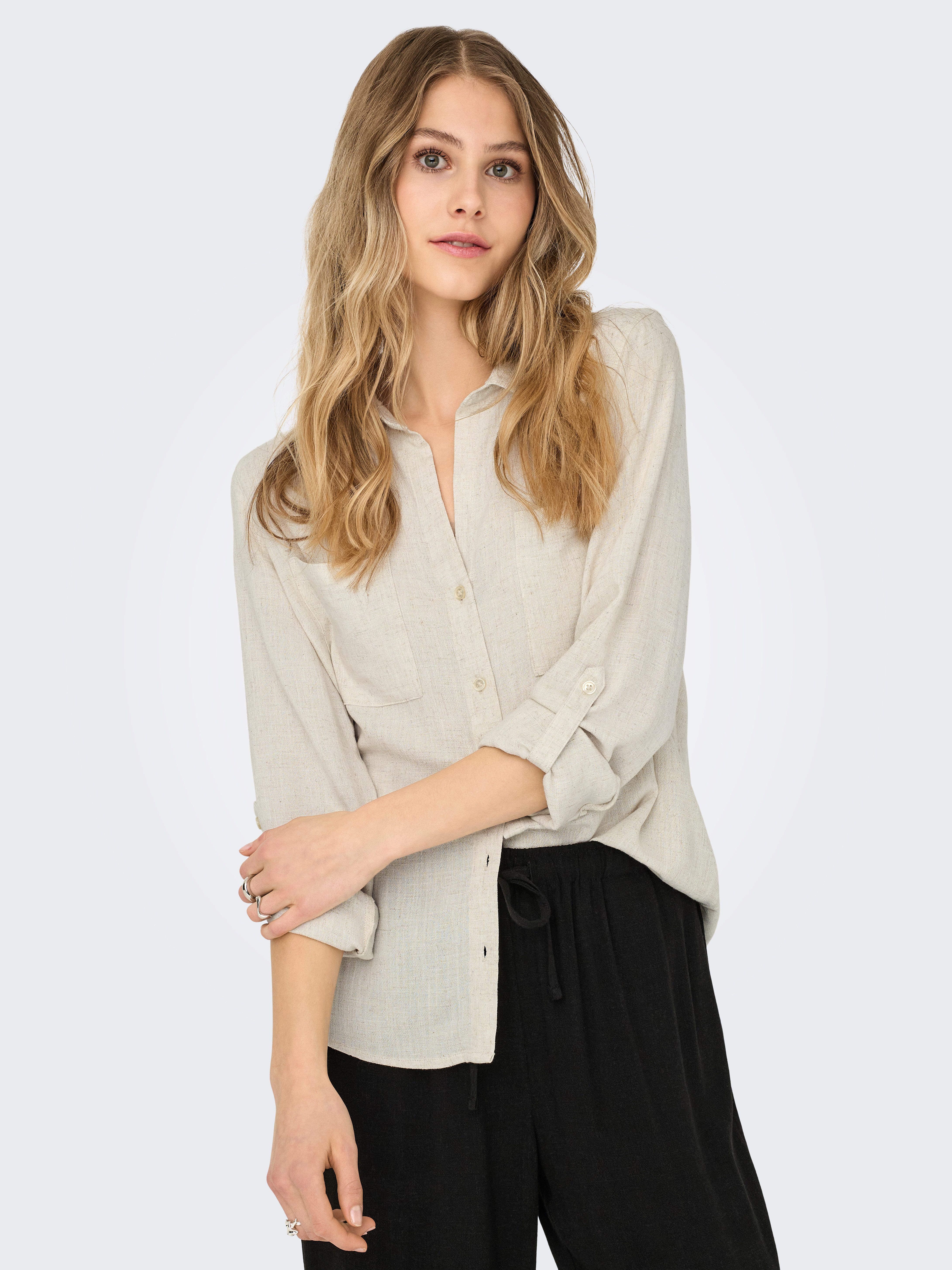Only Blouse met lange mouwen ONLYASMIN-SIESTA LS LINEN BL SHIRT PNT