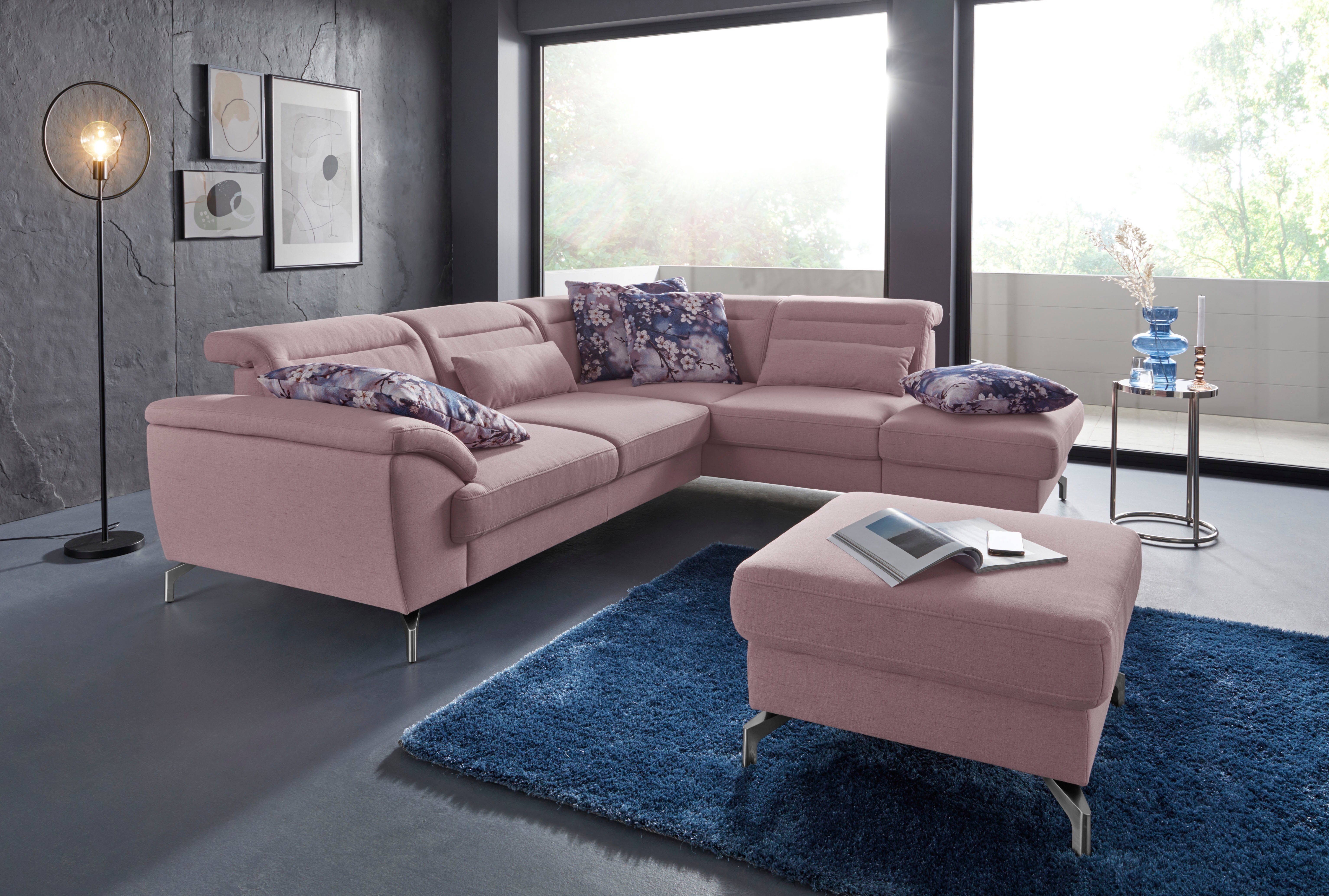 Sit&more Hoekbank Percy L-vorm 12 cm poothoogte, zitdiepteverstelling, naar keuze in 2 pootkleuren