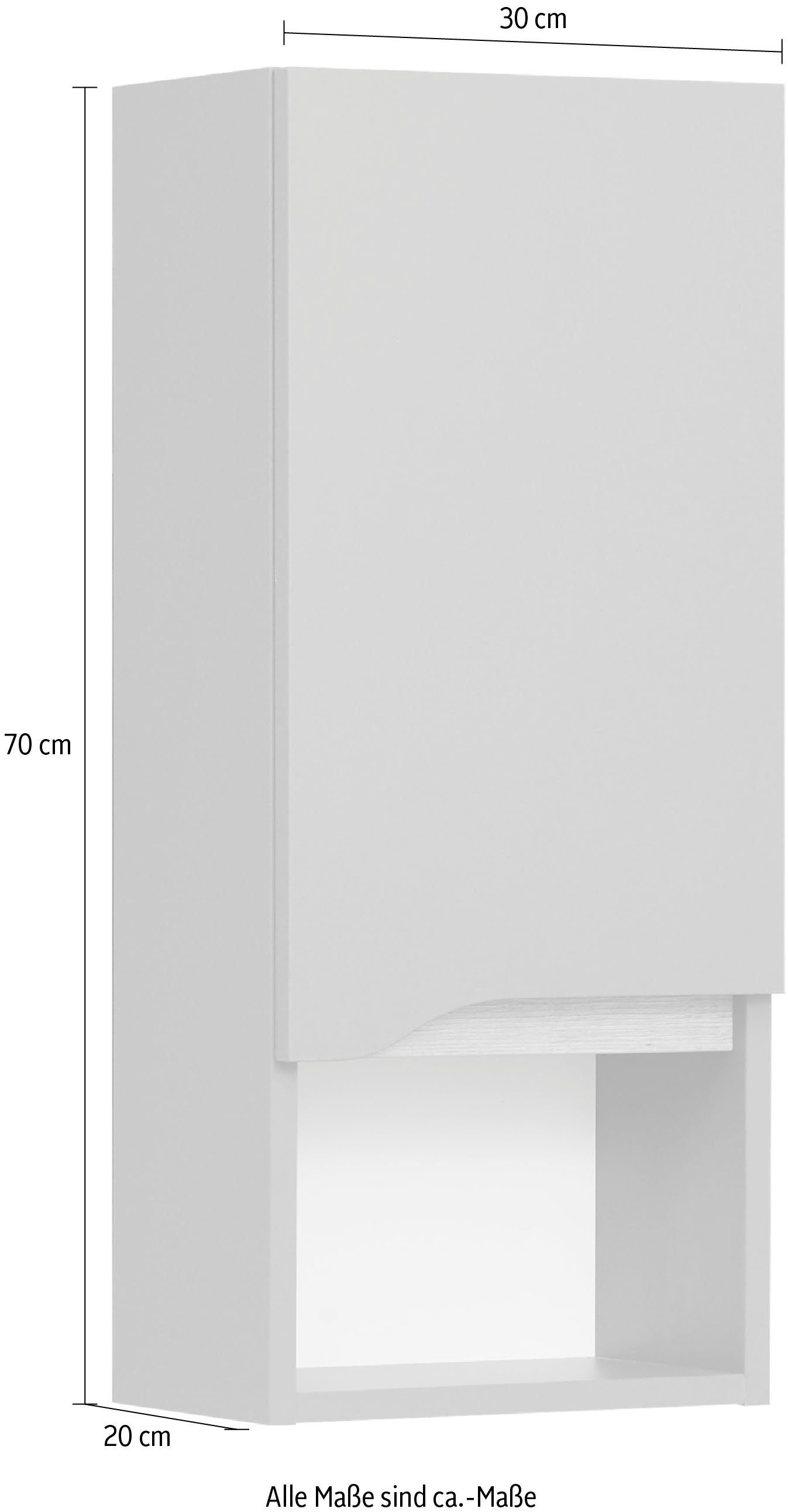 Saphir Hangend kastje Quickset wand-badkast 30 cm breed met 1 deur, 1 open vak