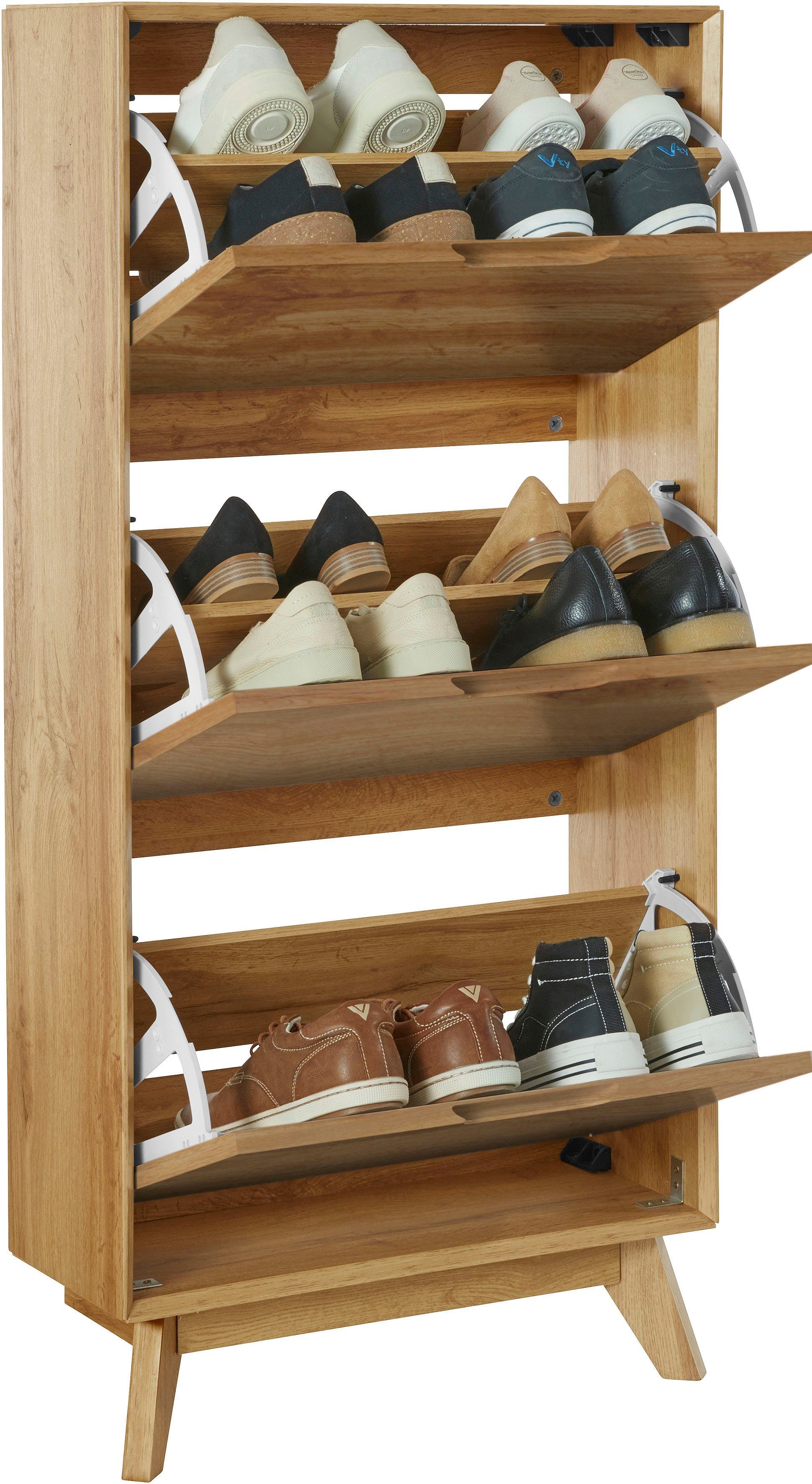 andas Schoenenkast Pandrup met 3 kleppen, ca. 5 paar schoenen per klep, hoogte 125 cm
