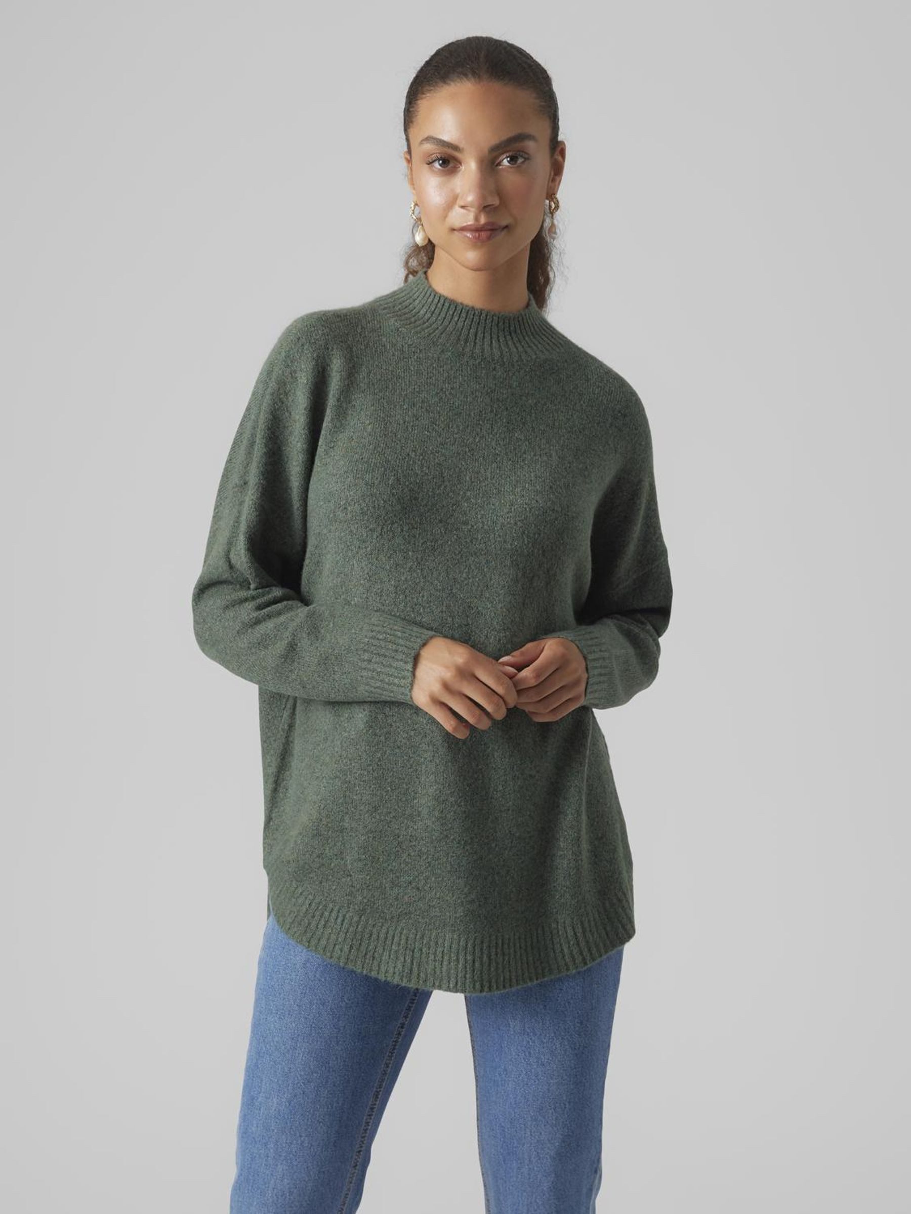 Vero Moda Gebreide trui VMPLAZA LS HIGHNECK LONG PULLOVER GA BOO