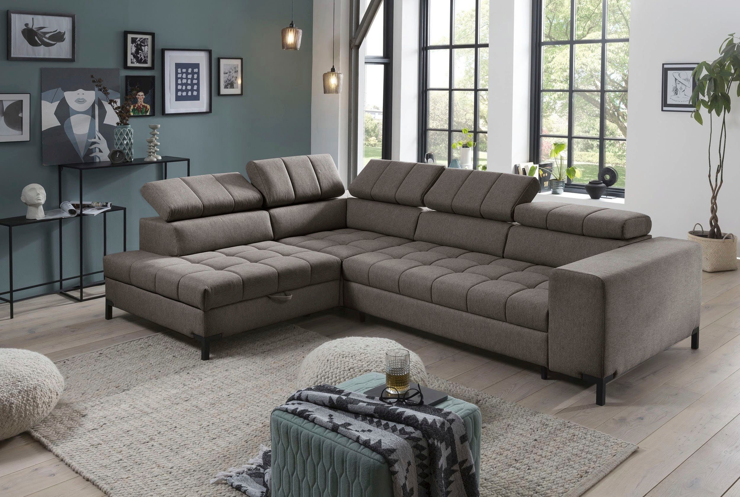 exxpo - sofa fashion Hoekbank Bocco, hoogwaardige afwerking, geweldig zitcomfort, comfortabel, L-vorm