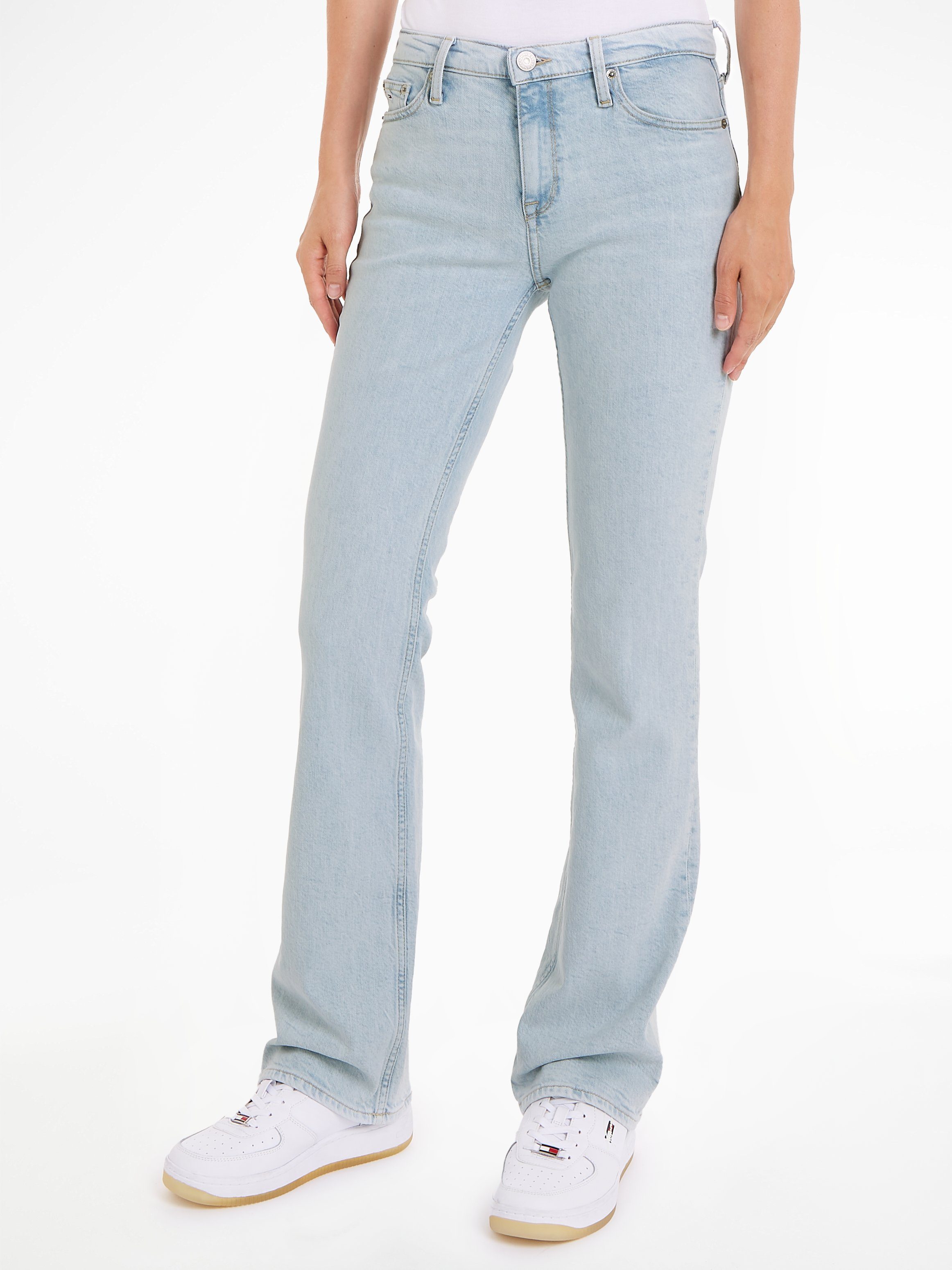 TOMMY JEANS Bootcut jeans Maddie met tommy jeans merklabel & badge dames jeans maat 33 blauw