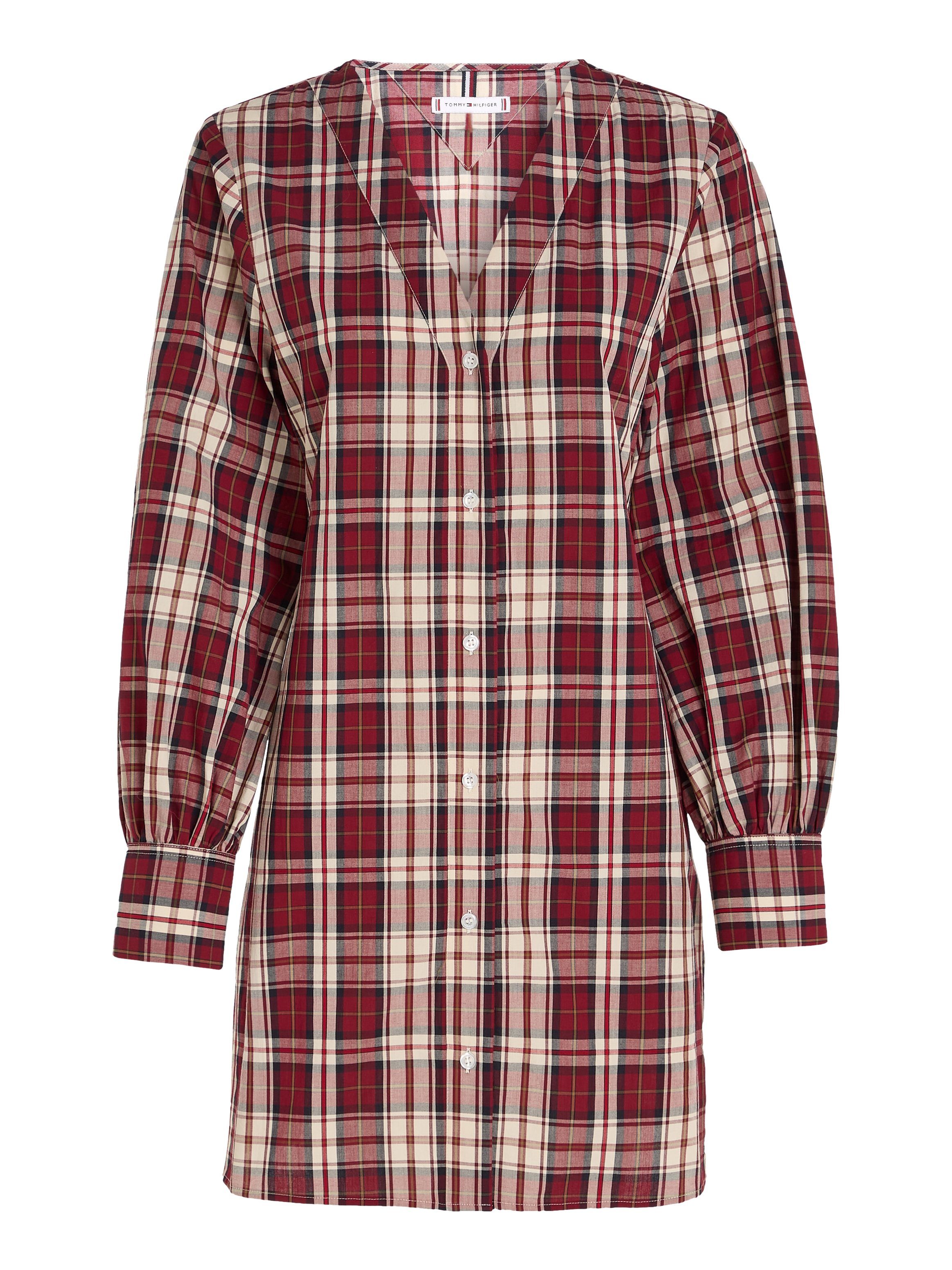 Tommy Hilfiger Blousejurk TARTAN CO V-NECK SHIRT DRESS