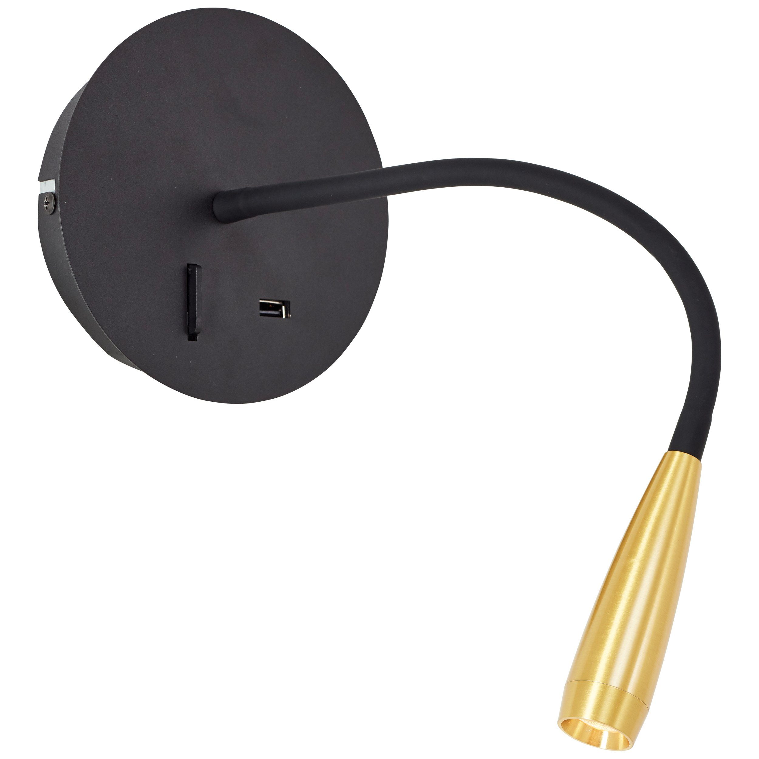 Brilliant Leuchten Led-wandlamp JUTTA USB-aansluiting, flexibele leesarm, 170 lm, 3000 K