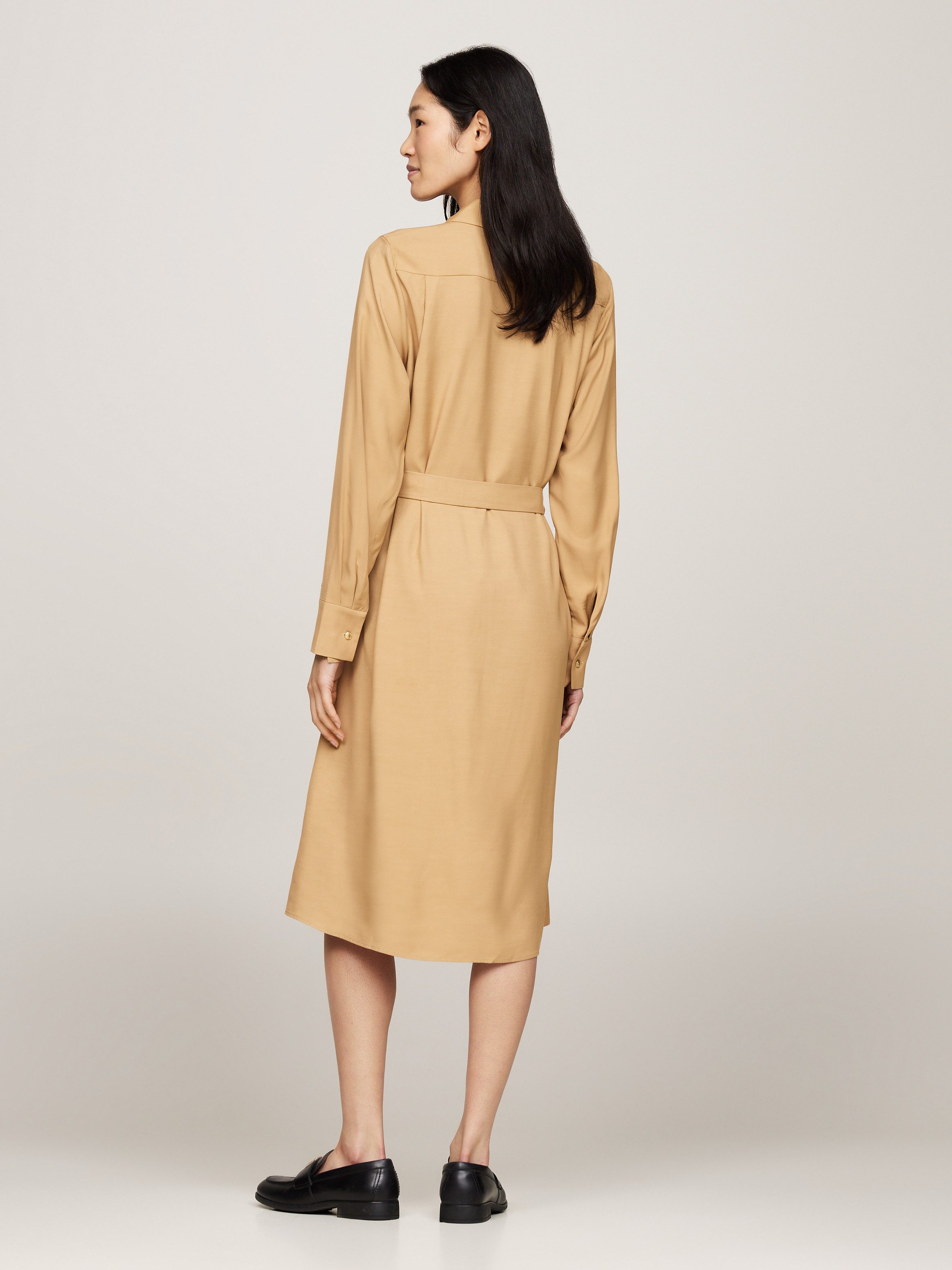 Tommy Hilfiger Jurk met overhemdkraag FLUID VISCOSE SHIRT DRESS vloeiende viscose kwaliteit